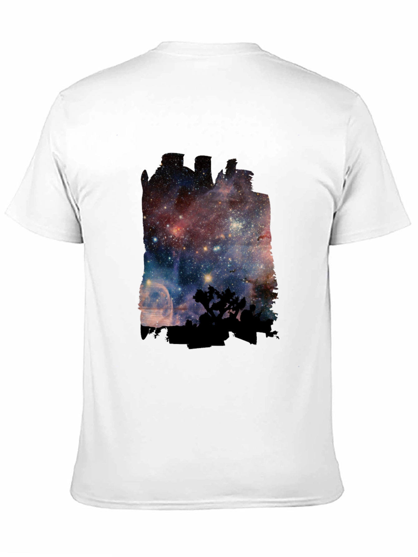 Black Nebula Silhouette T-Shirt - Cosmic Design view 11