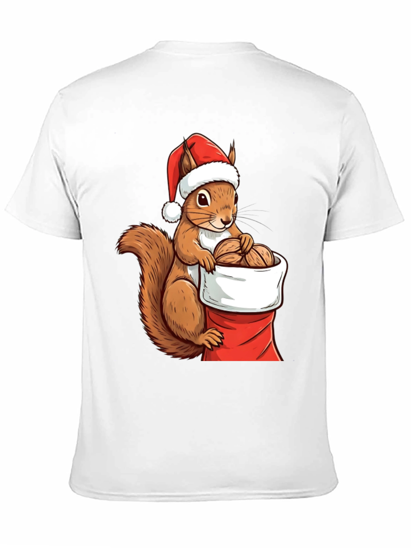 Black Festive Squirrel Santa Hat T-Shirt view 11