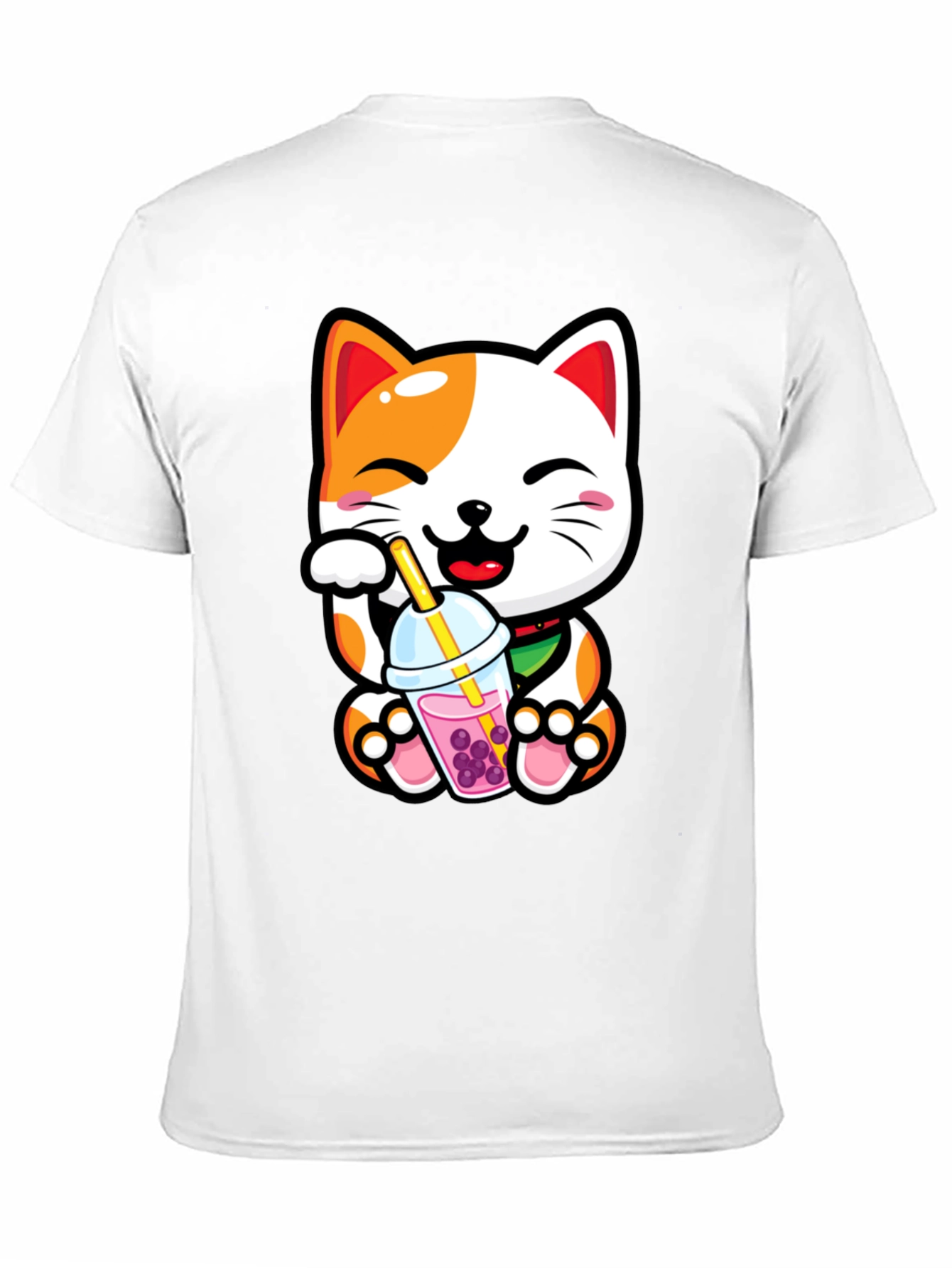 Black Kawaii Cat Boba Tea Graphic Tee view 11