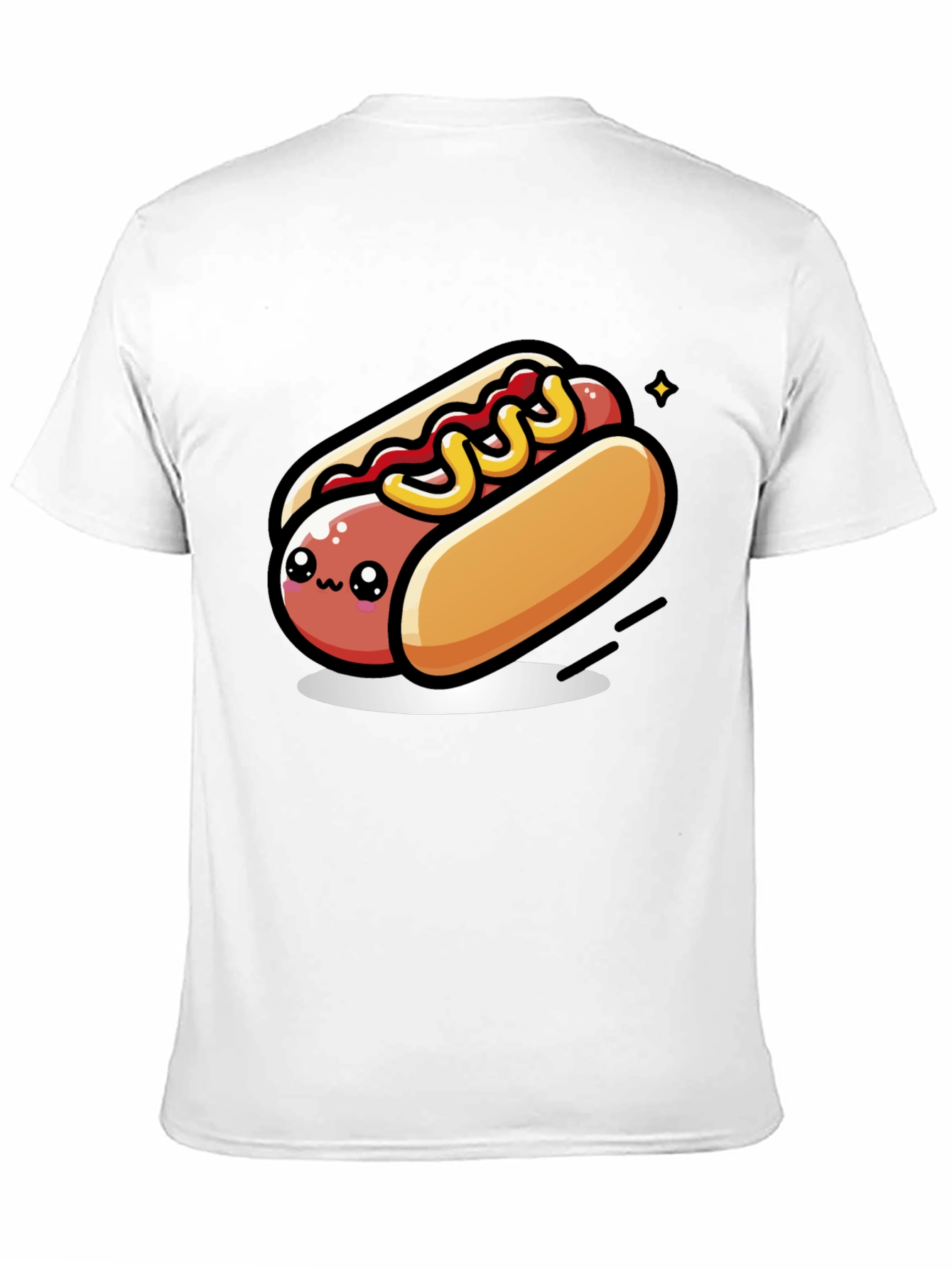 Black Cute Hotdog Cartoon T-Shirt - Black view 11