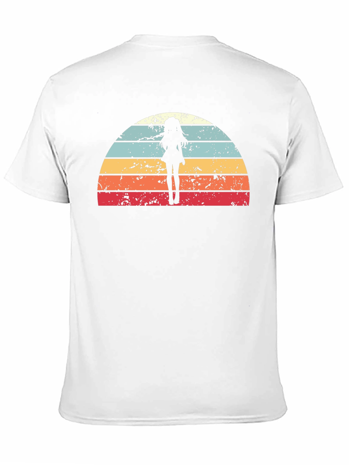 Black Retro Anime Girl Sunset T-Shirt view 11