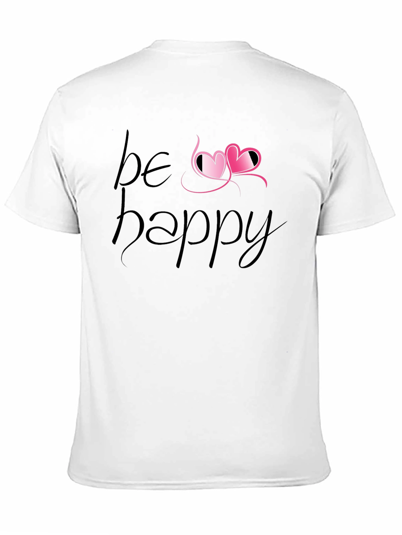 Black Be Happy Heart Tee - Black Graphic T-Shirt view 11
