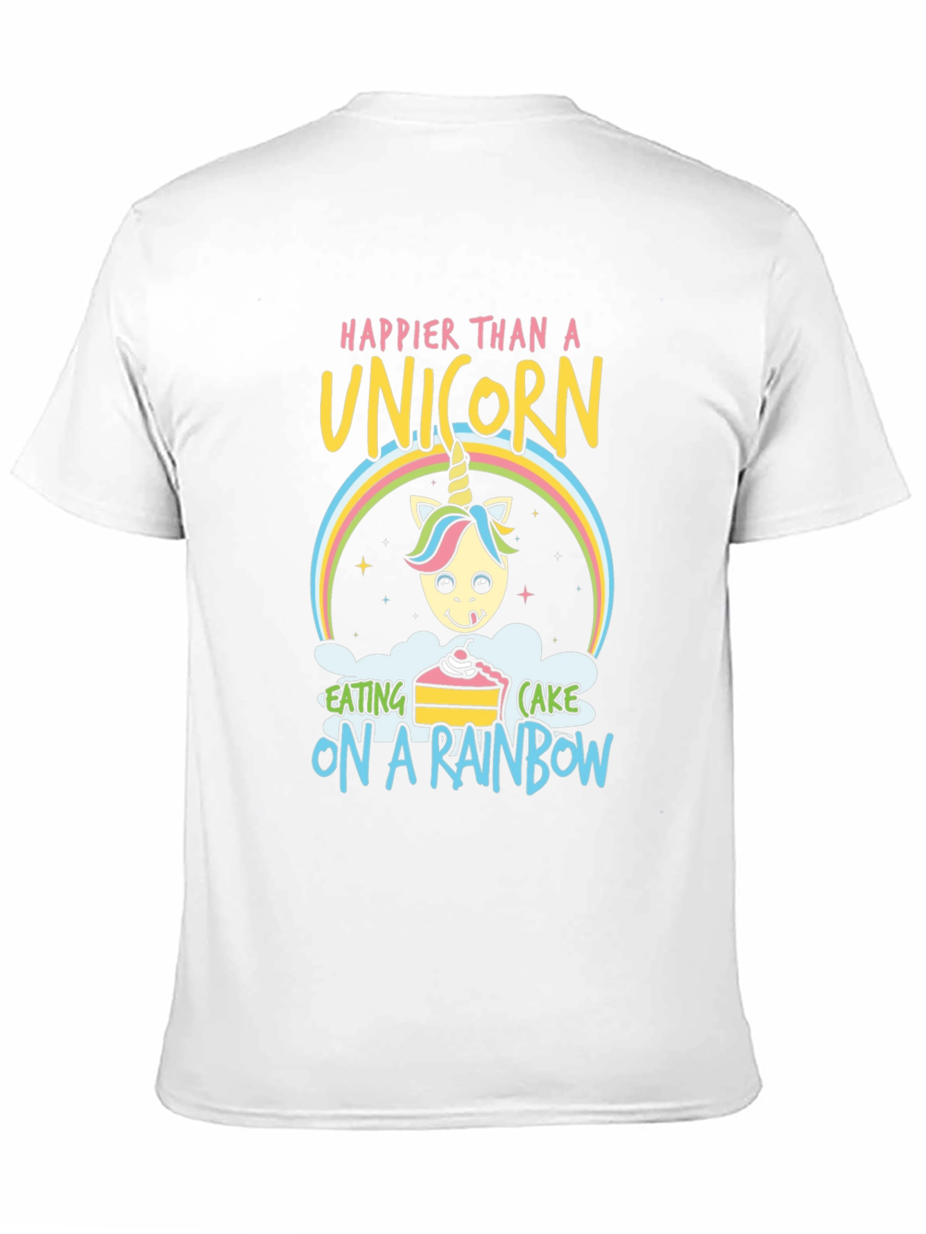 Black Happy Unicorn Rainbow Cake Graphic Tee view 11