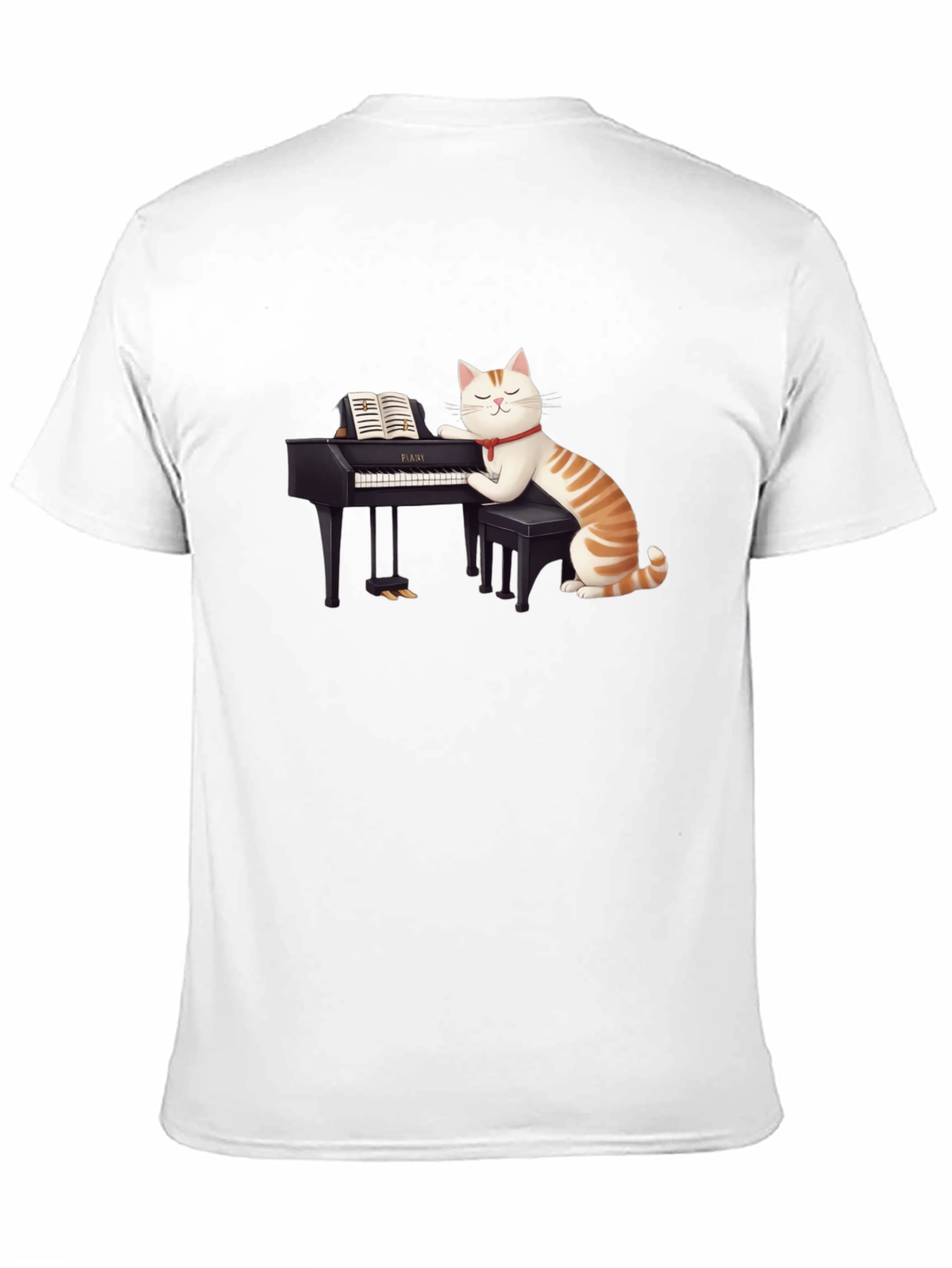 Black Cat Playing Piano T-Shirt - Unique Graphic Tee view 11