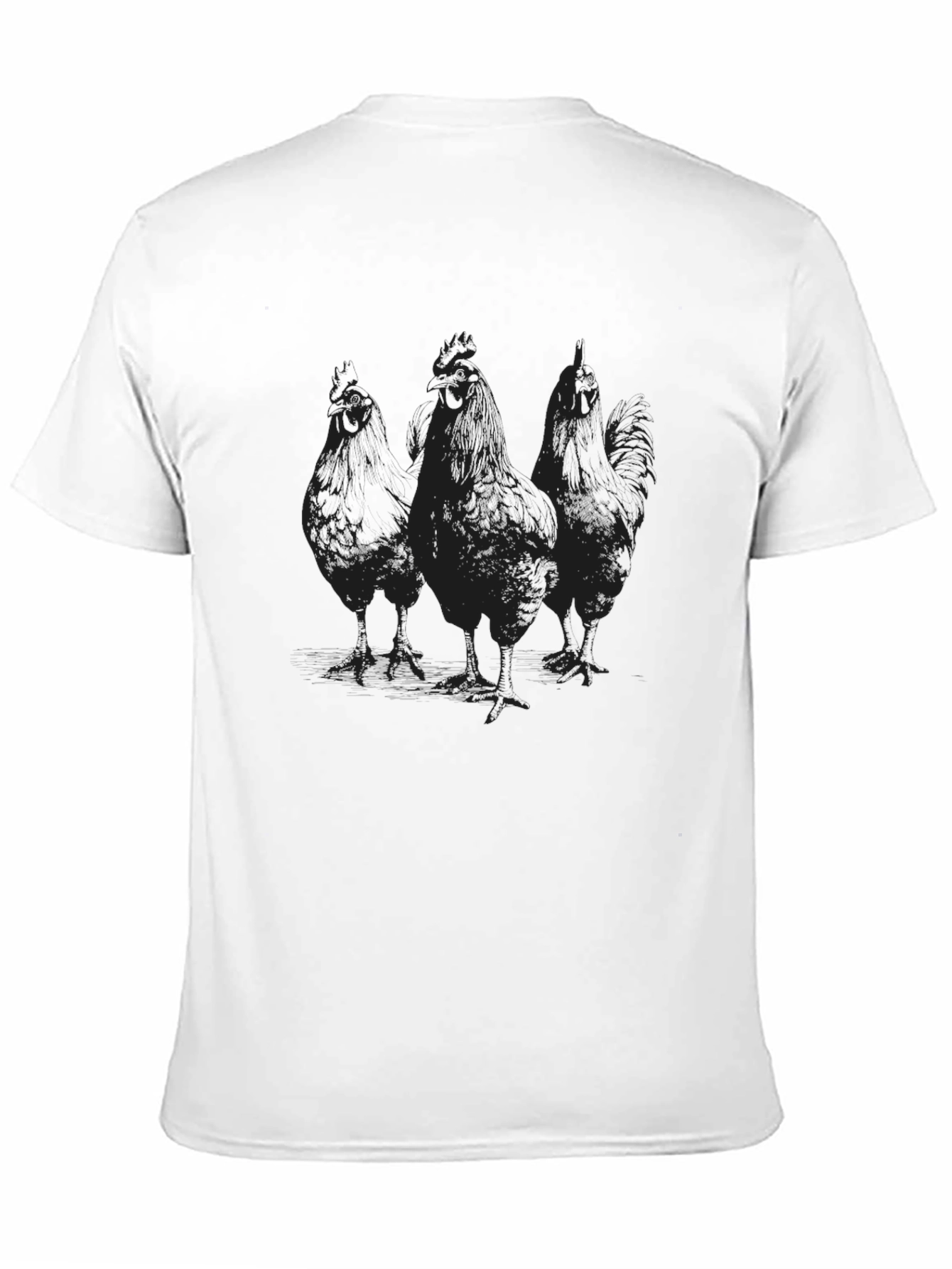 Black Men's Black Chicken Graphic T-Shirt view 11