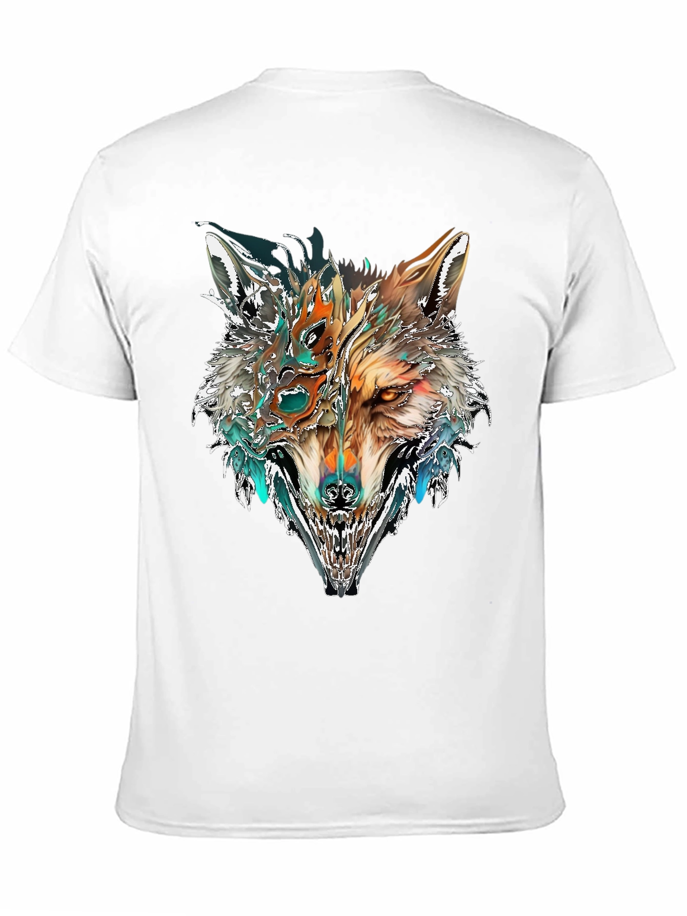 Black Abstract Wolf Graphic T-Shirt - Black view 11