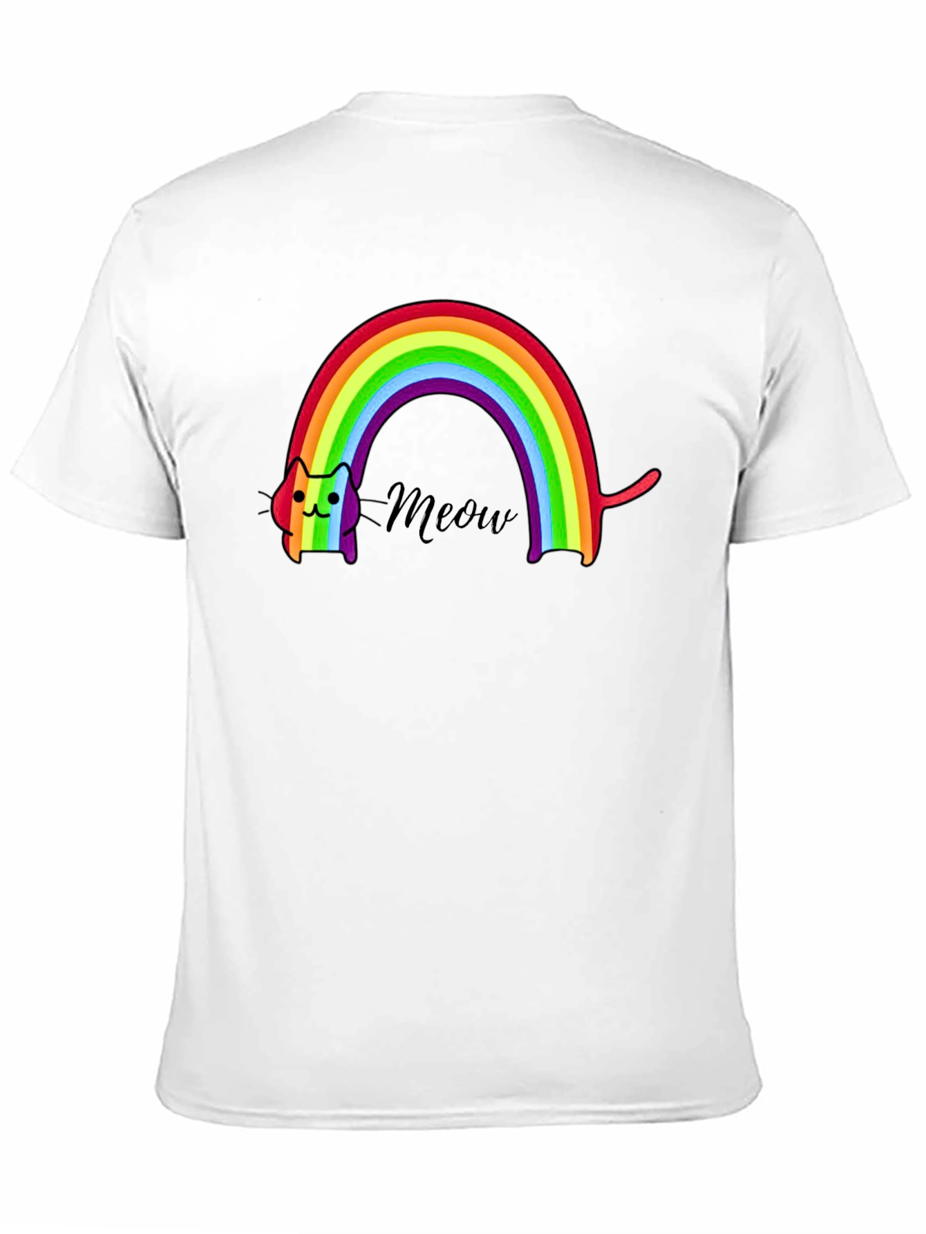 Black Rainbow Cat Meow T-Shirt view 11