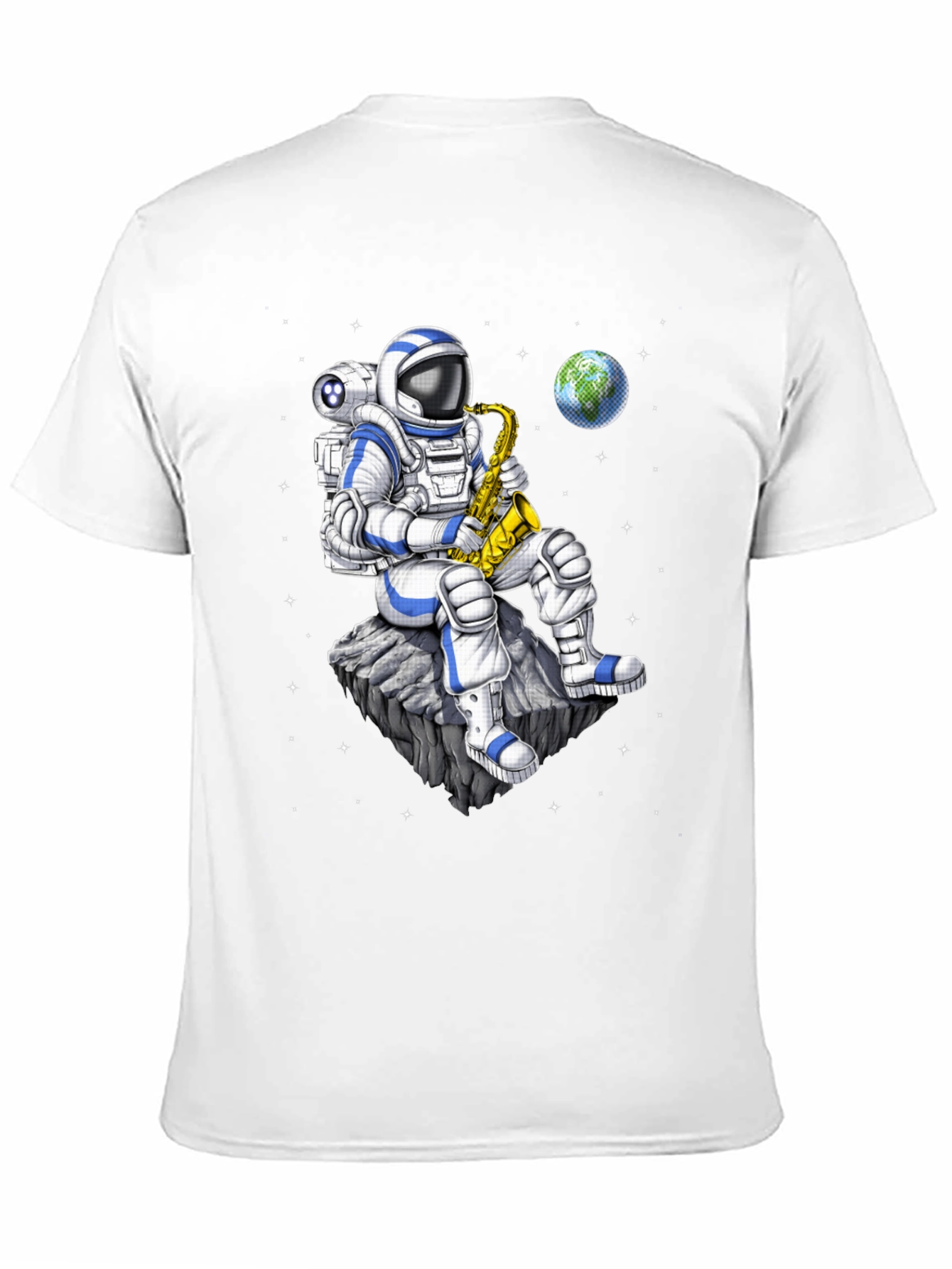 Black Astronaut Saxophone T-Shirt: Space Musician Tee view 11