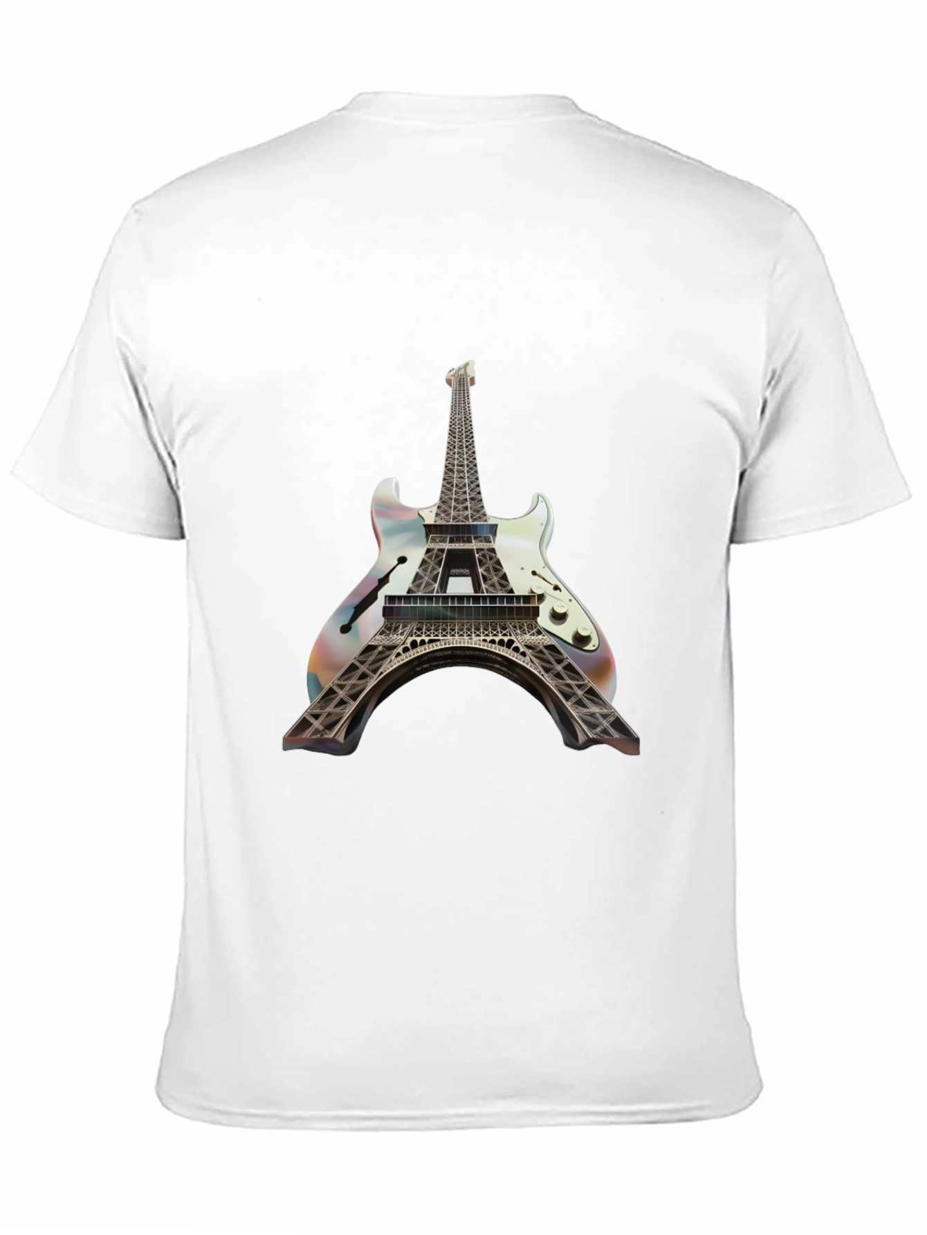 Black Eiffel Tower Guitar T-Shirt - Unique Design view 11