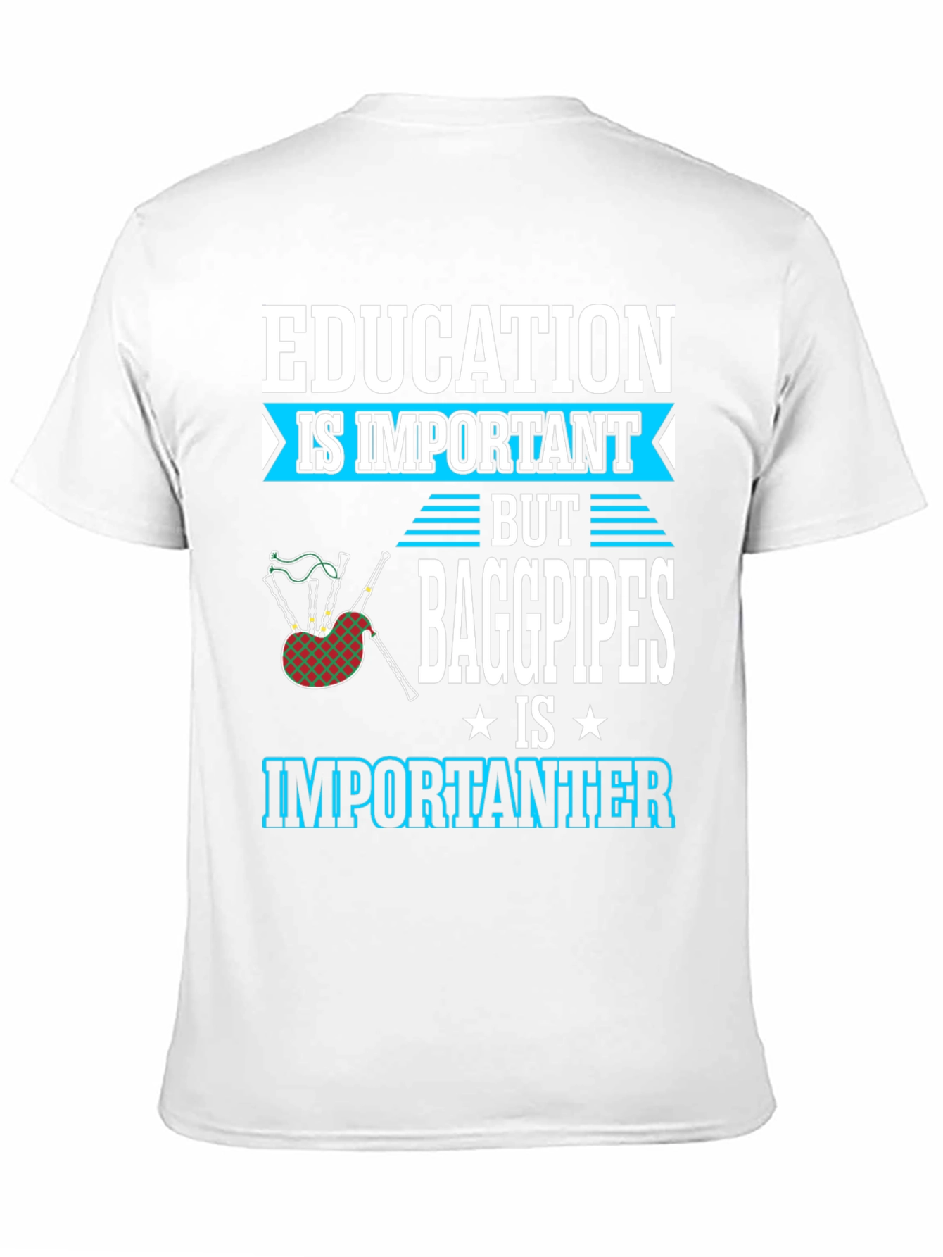 Black Education vs Bagpipes T-Shirt - Importanter Funny Tee view 11
