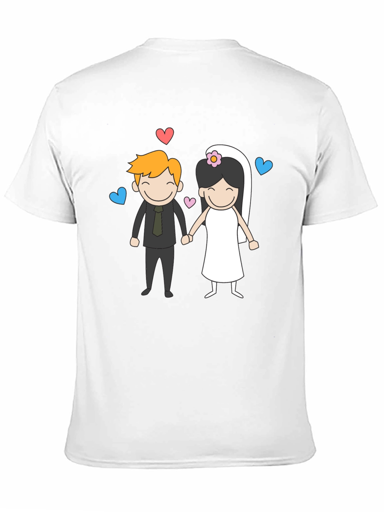 Black Cartoon Wedding Couple Graphic Tee - Black view 11