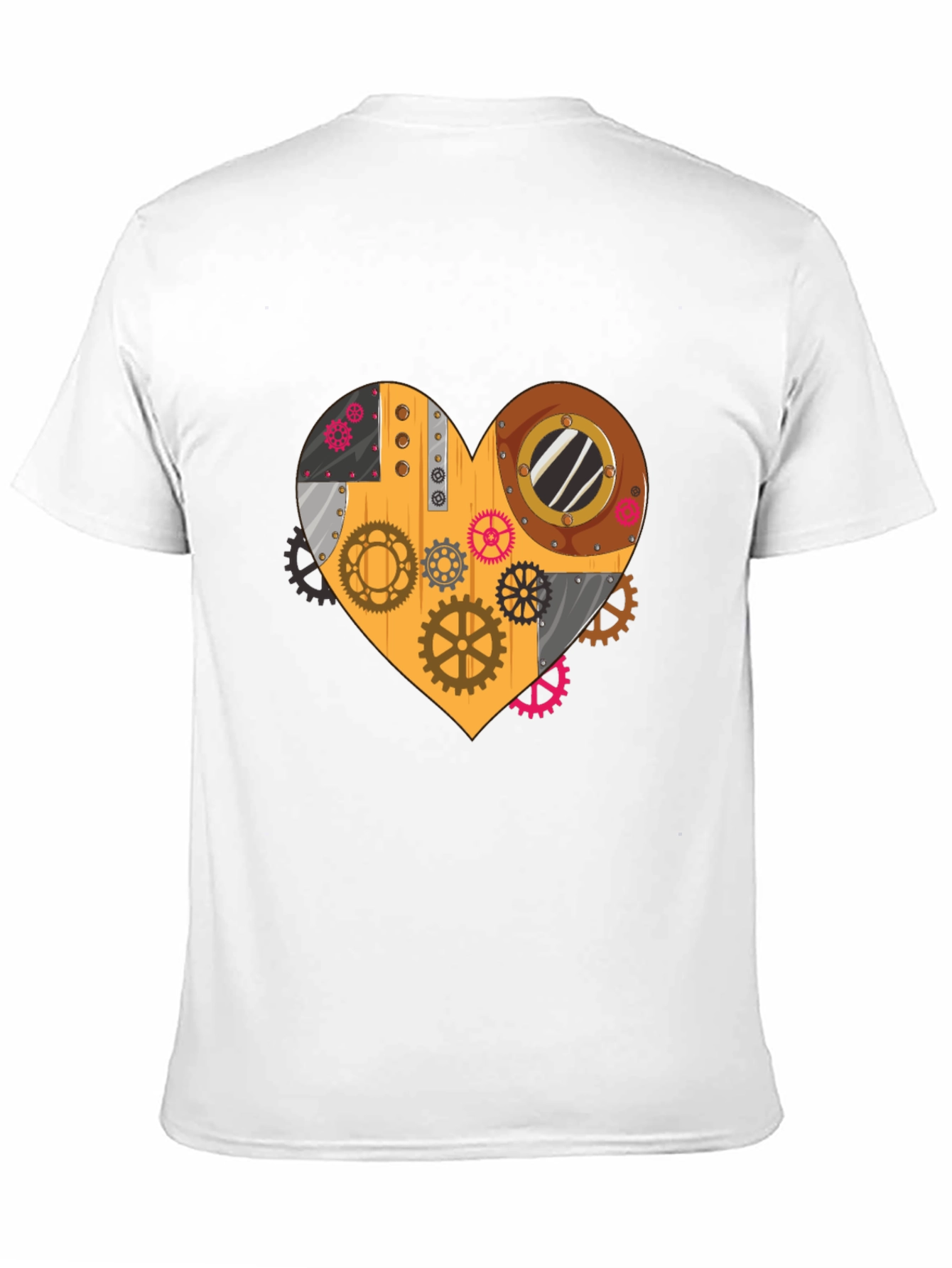 Black Steampunk Heart Gear T-Shirt - Unique Design view 11