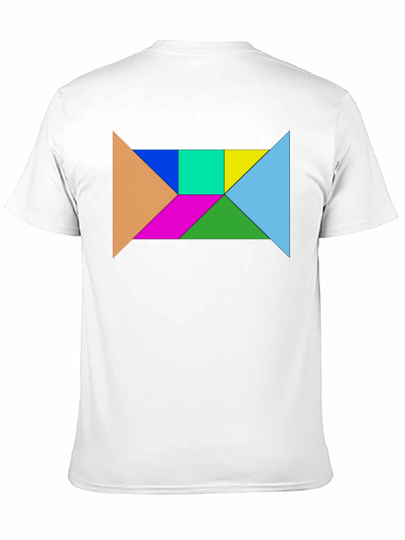 Black Geometric Tangram Puzzle Graphic Tee - Black Cotton Blend view 11