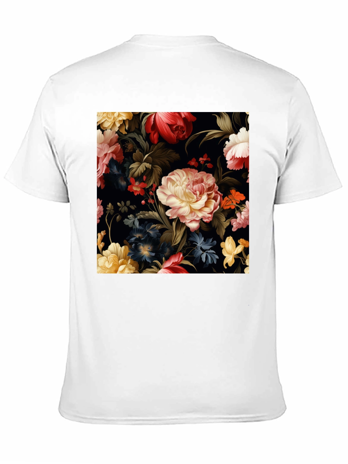 Black Floral Pattern Black T-Shirt view 11