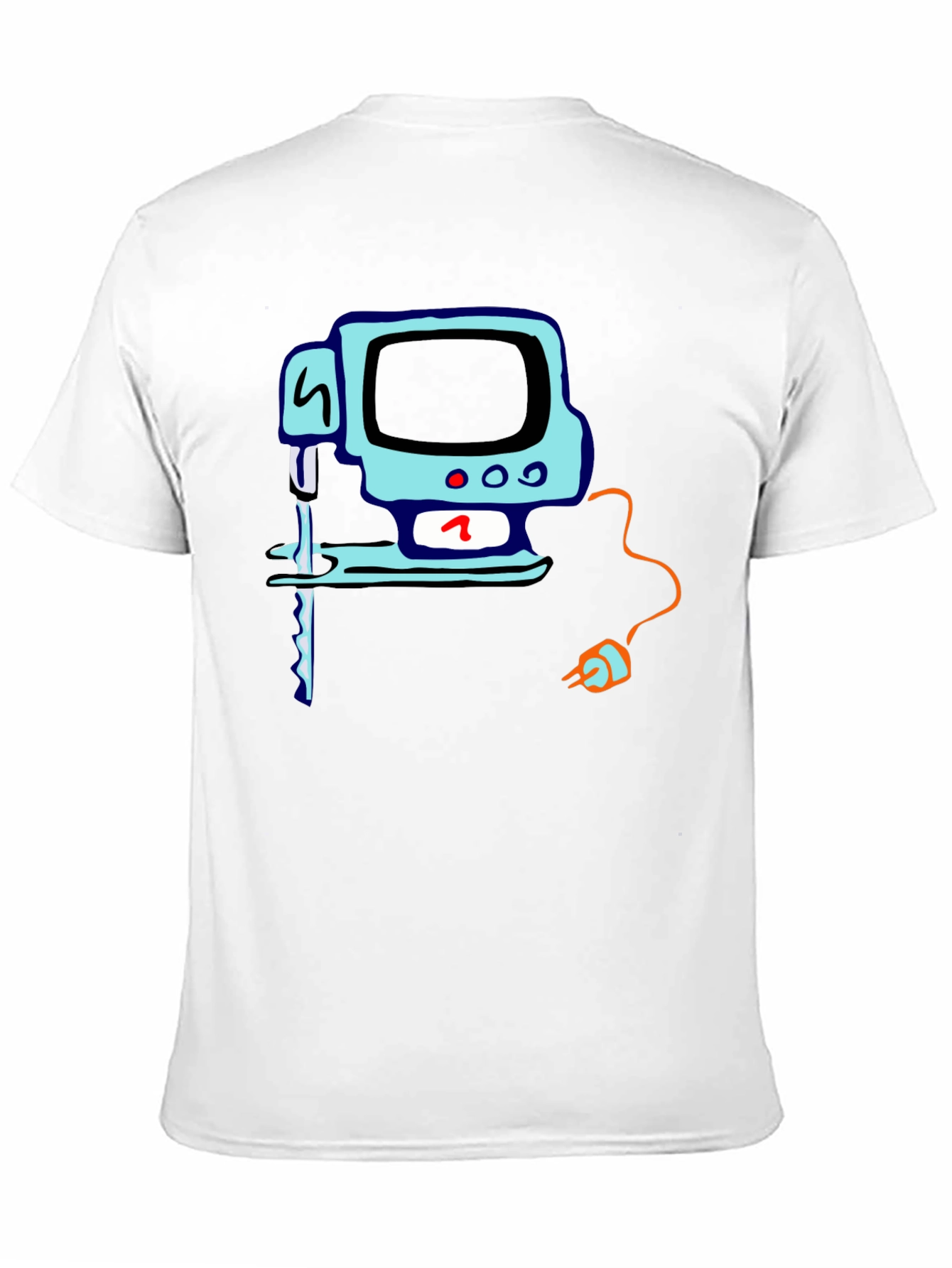Black Retro Computer T-Shirt - Black Cotton Tee view 11