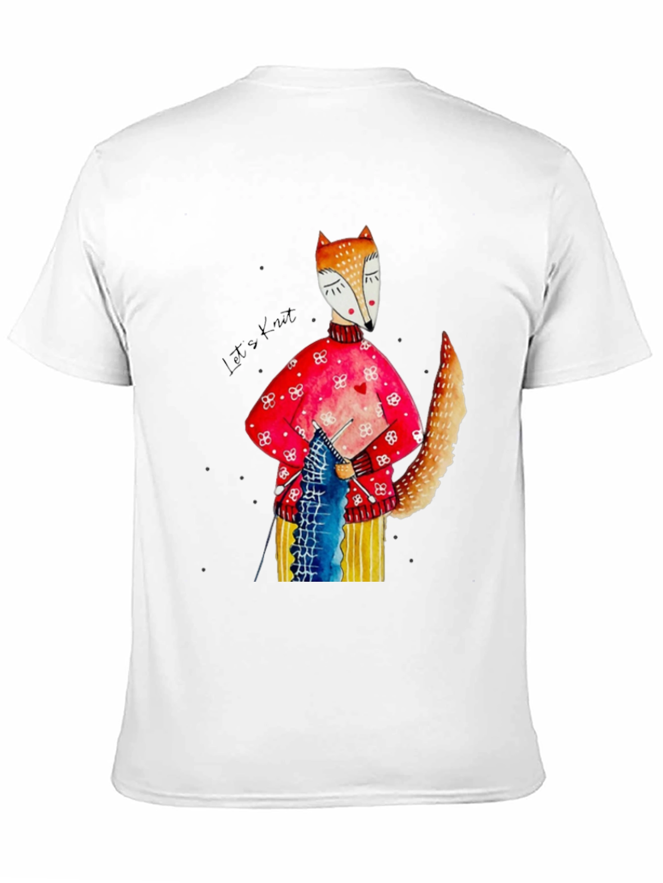 Black Fox Knitting Graphic Tee - Unique Artistic Design view 11