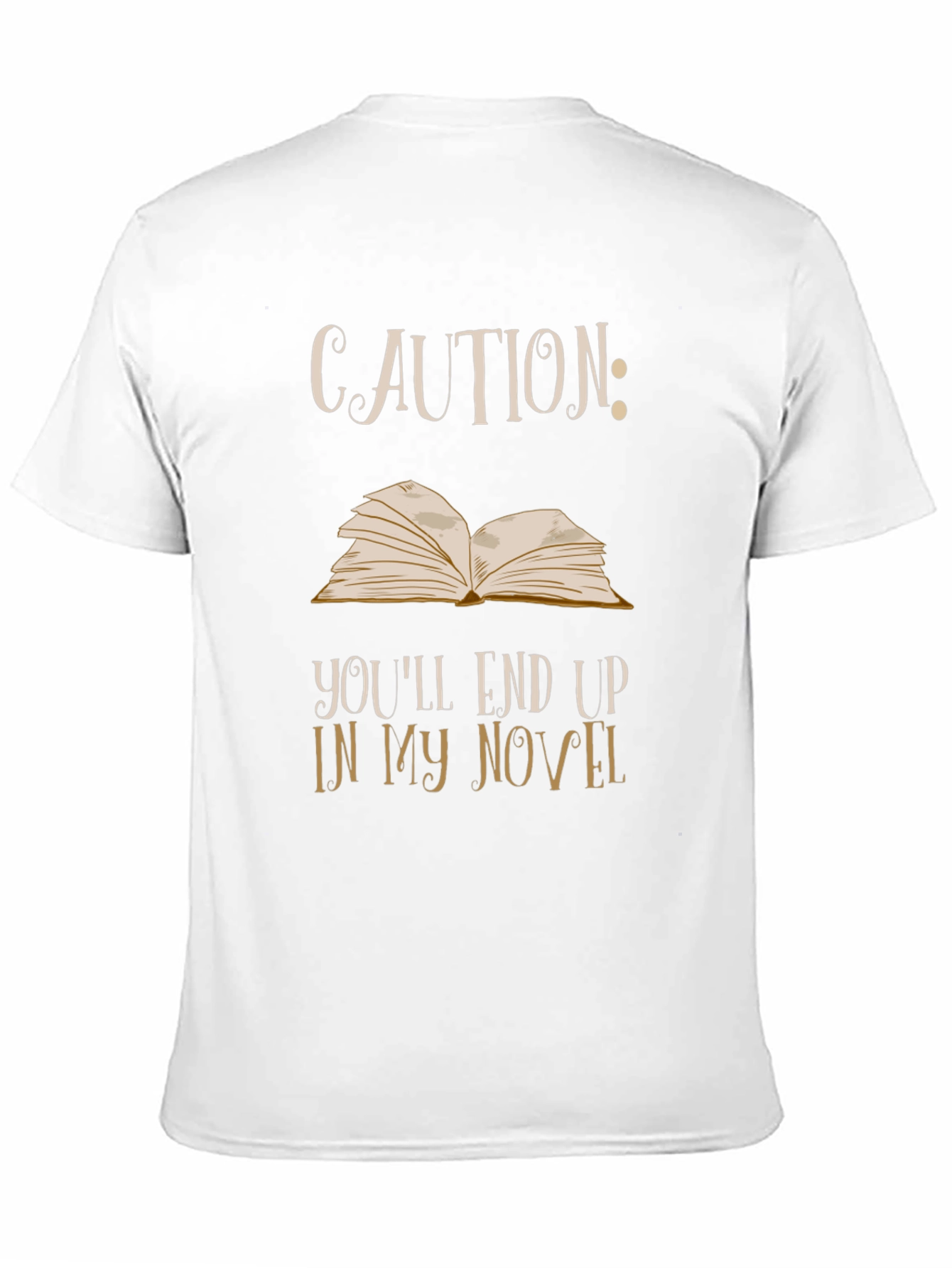 Black Caution Novel T-Shirt: Funny Writer Tee view 11