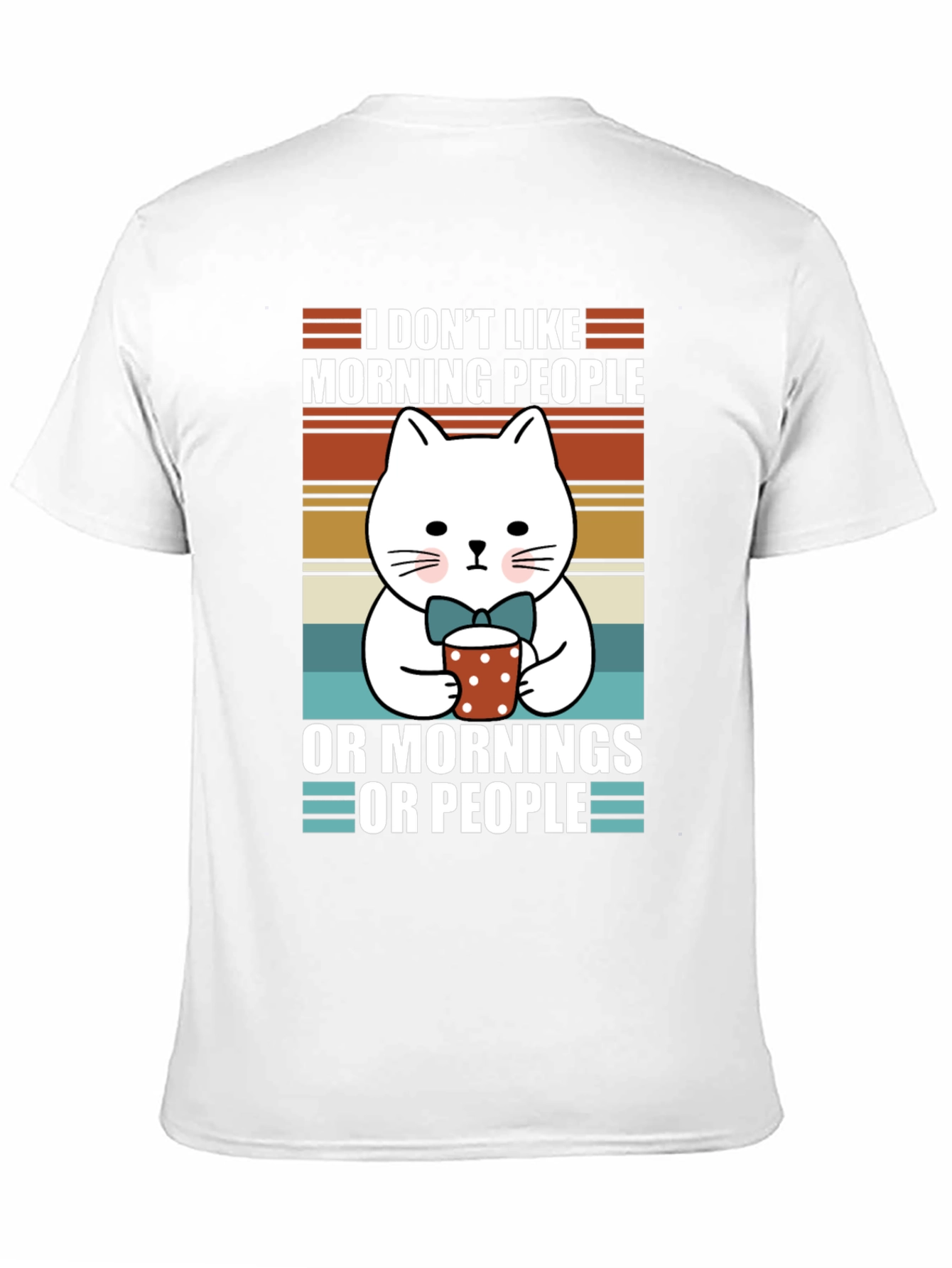 Black Funny Cat Morning People T-Shirt view 11