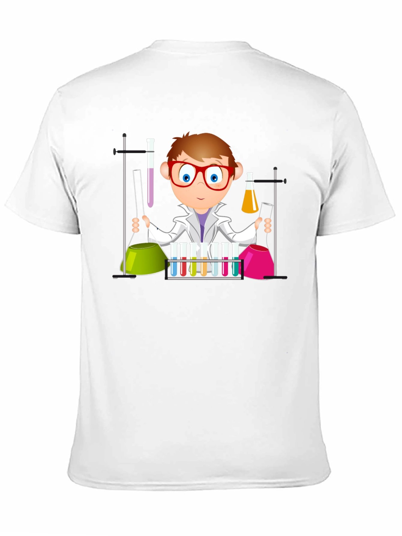 Black Scientist Cartoon Graphic T-Shirt - Black view 11