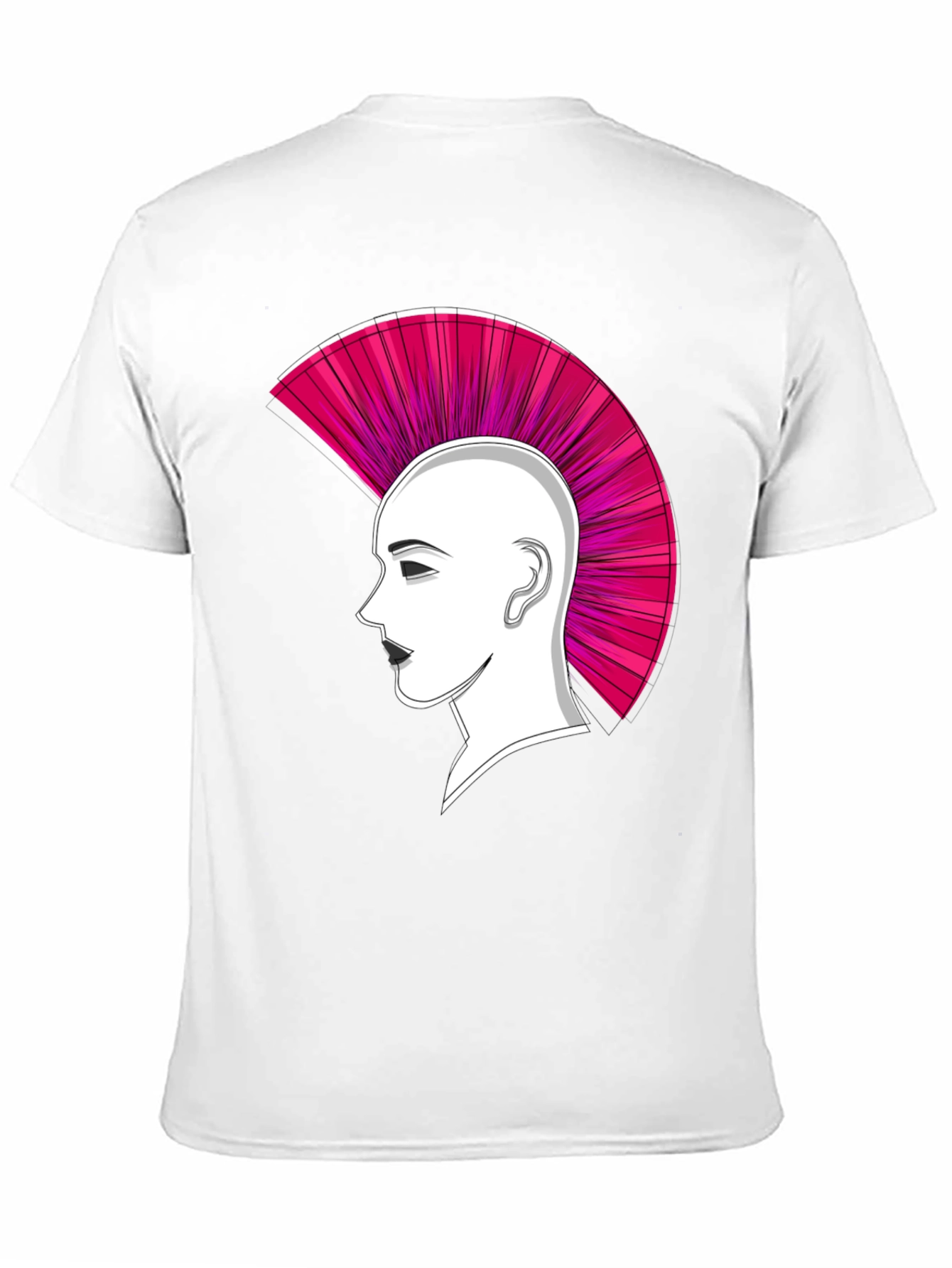 Black Punk Hairstyle Graphic Tee - Black Cotton T-Shirt view 11