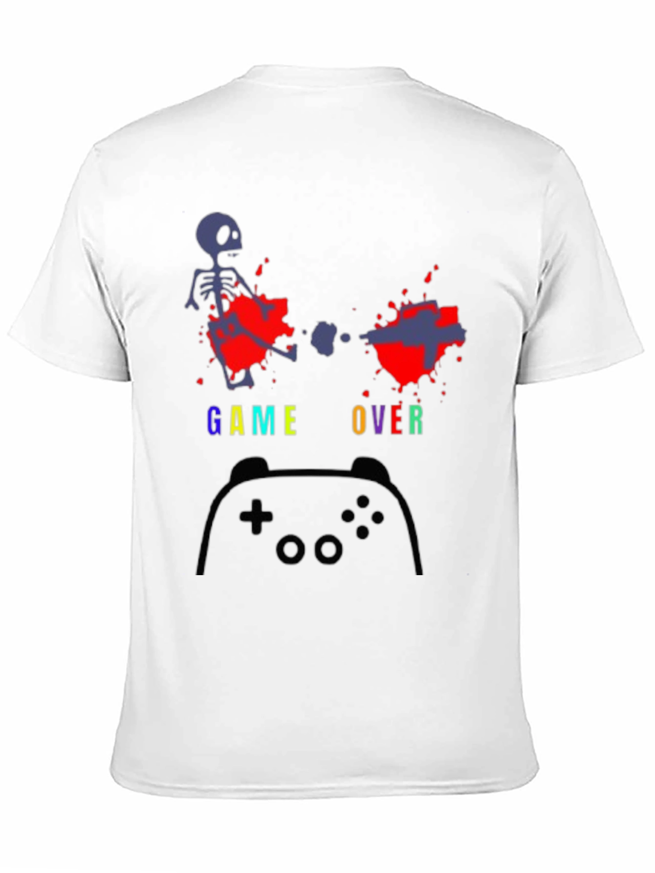 Black Game Over T-Shirt - Gamer Skeleton Tee view 11