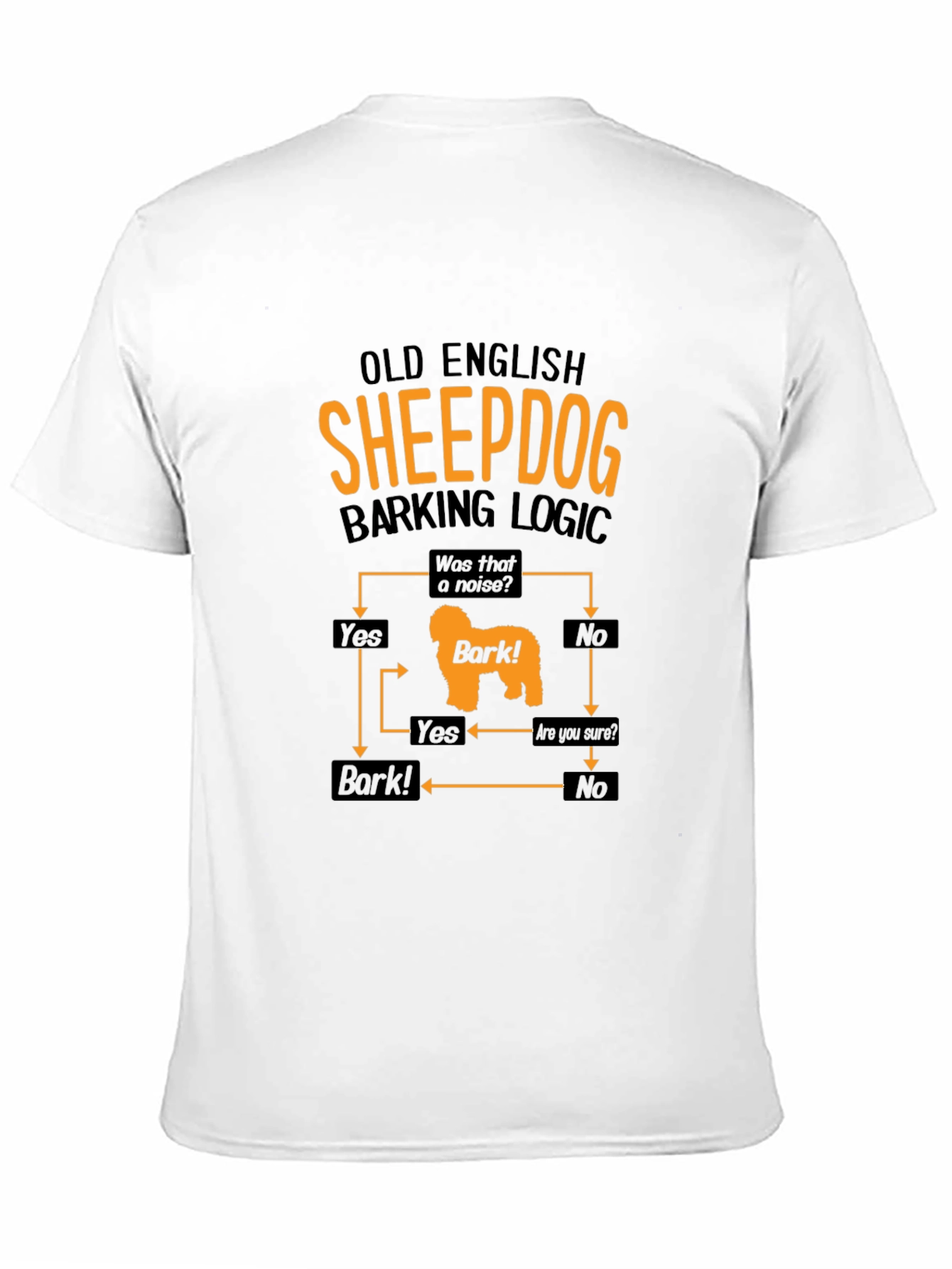 Black Old English Sheepdog Barking Logic Men's Black T-Shirt view 11