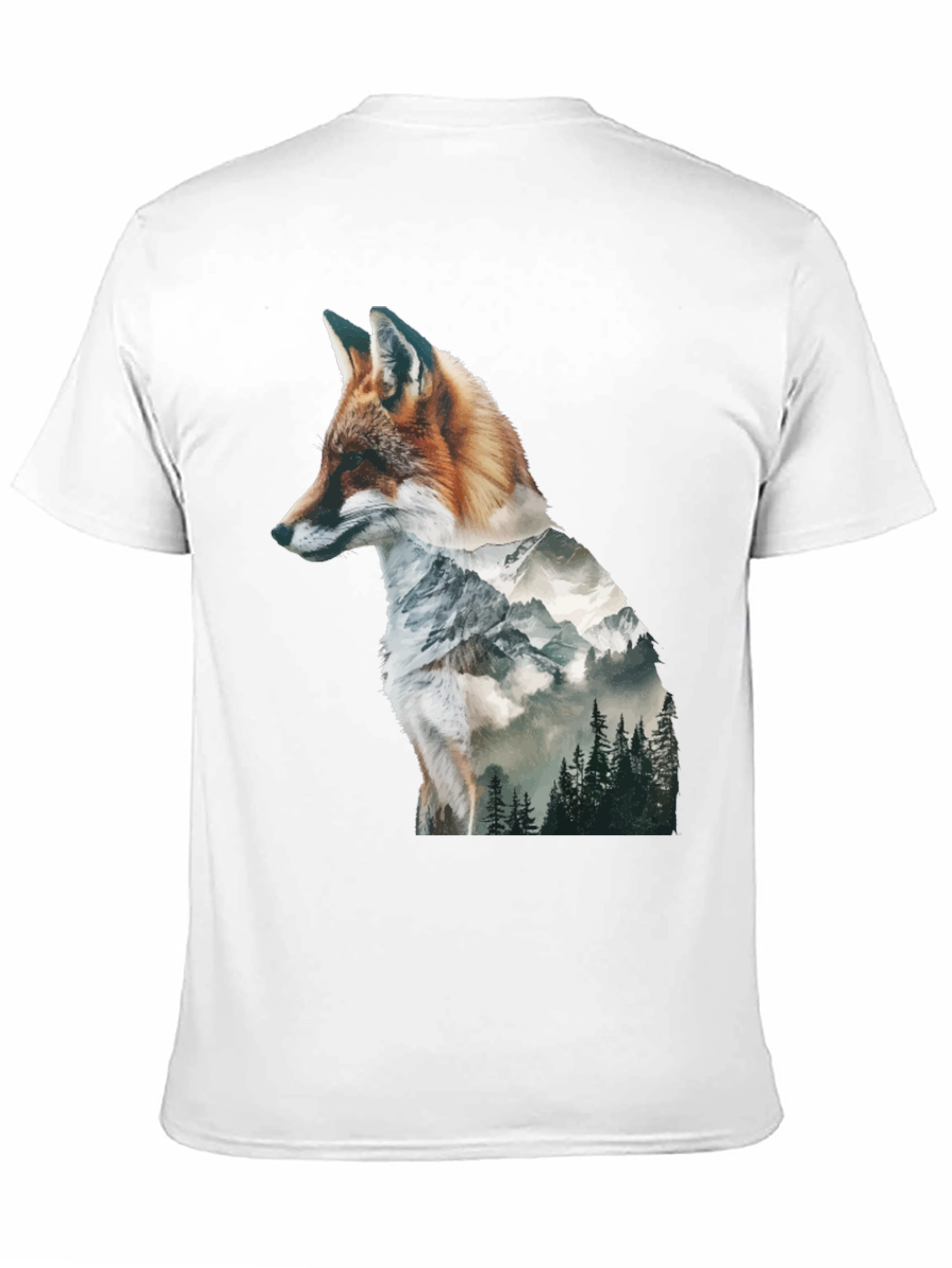 Black Fox & Mountain Graphic Print Black T-Shirt view 11