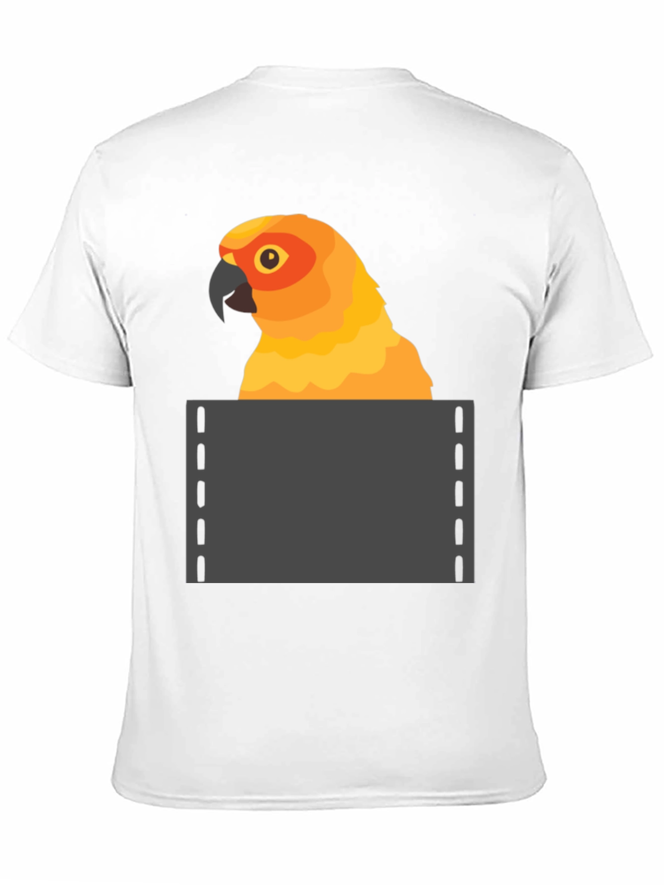 Black Parrot in Pocket Graphic Tee - Fun Animal T-Shirt view 11