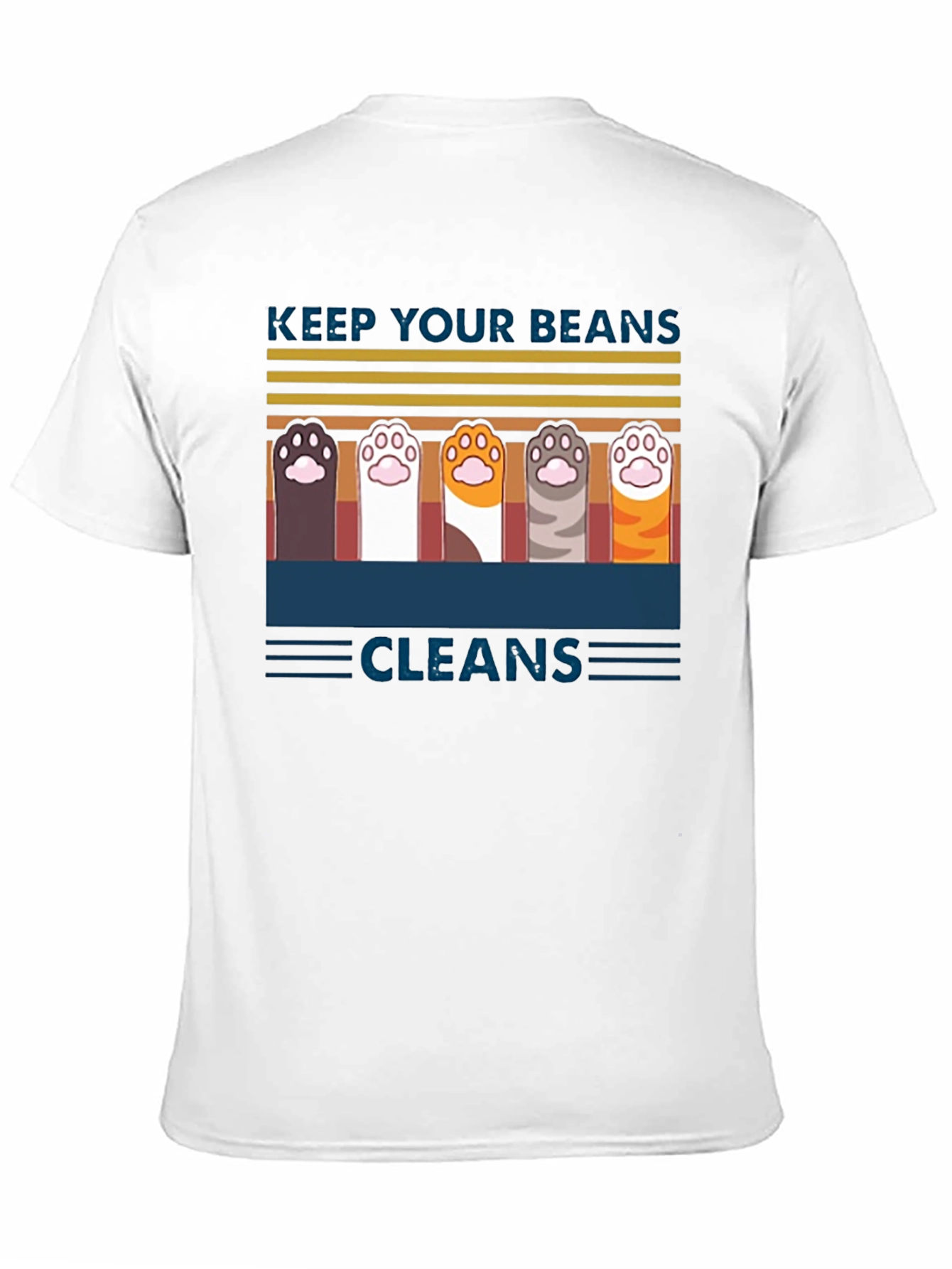 Black Keep Your Beans Clean T-Shirt | Cute Cat Paw Design view 11