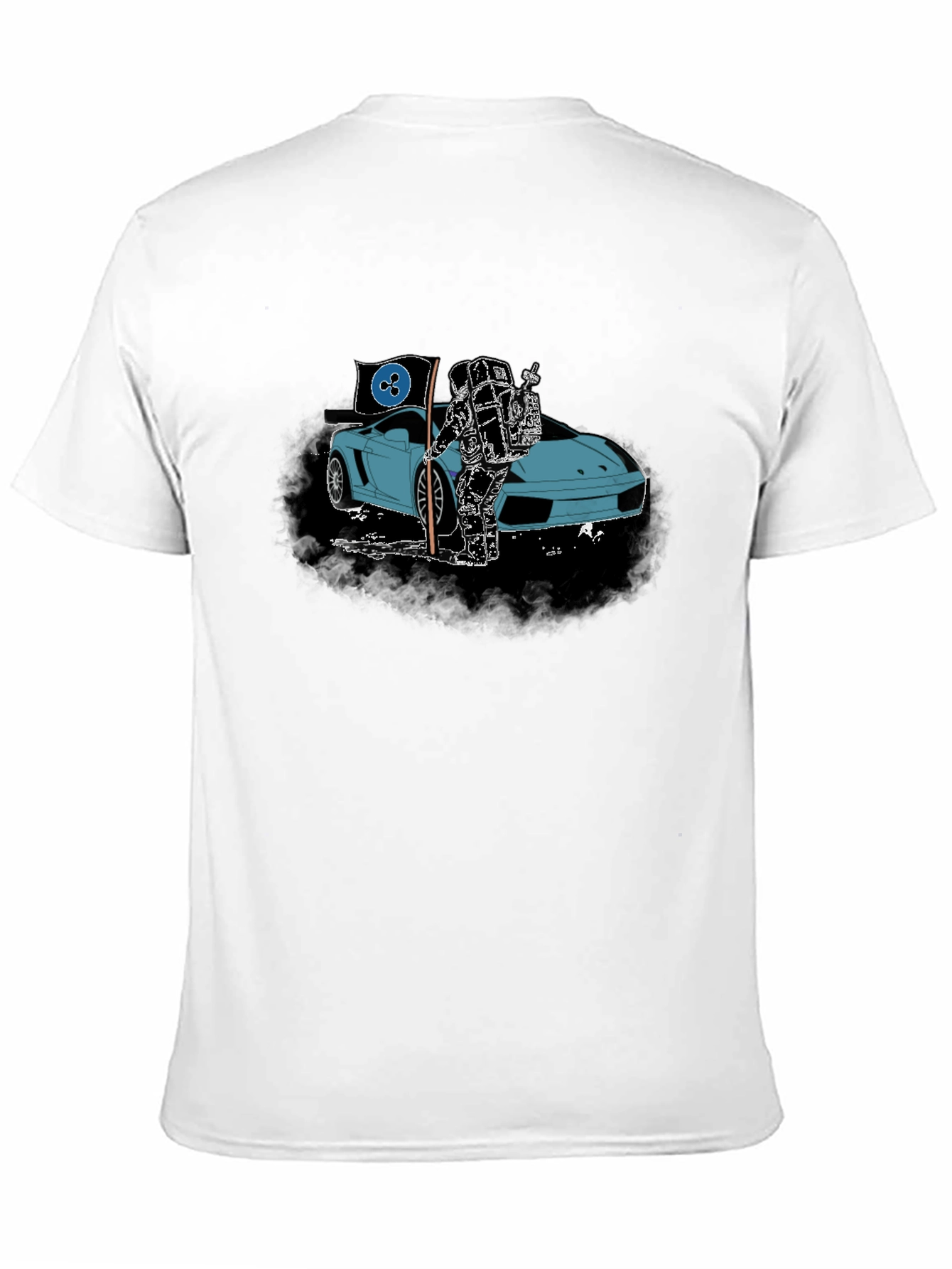 Black Astronaut & Sports Car Graphic T-Shirt view 11
