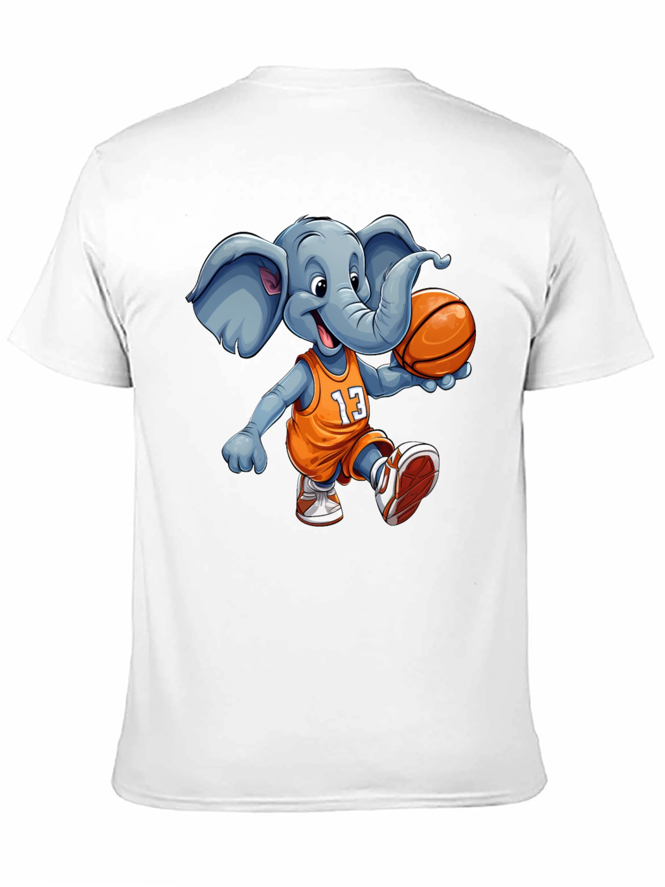 Black Elephant Basketball T-Shirt - Funny Animal Graphic Tee view 11