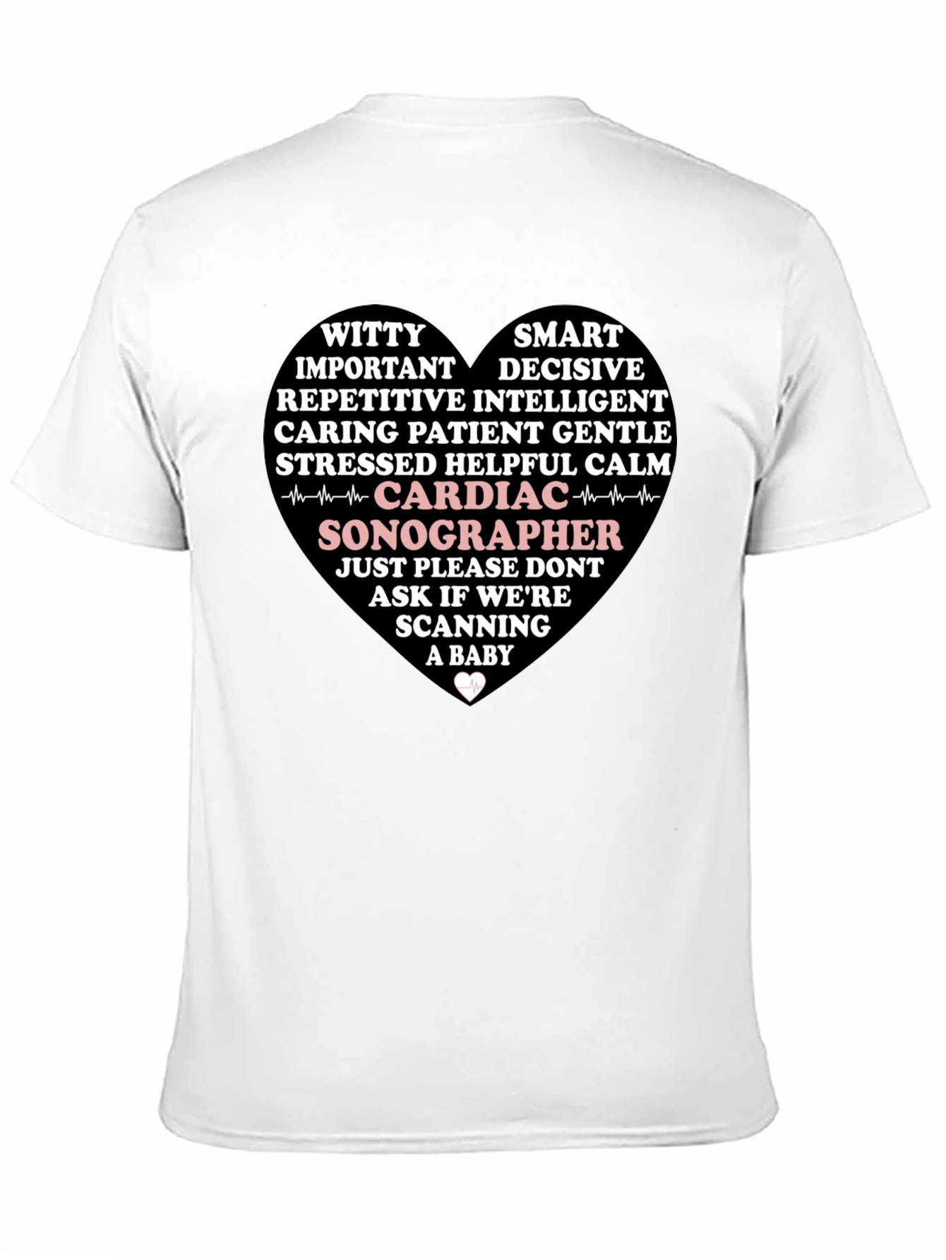 Black Cardiac Sonographer Heart T-Shirt view 11