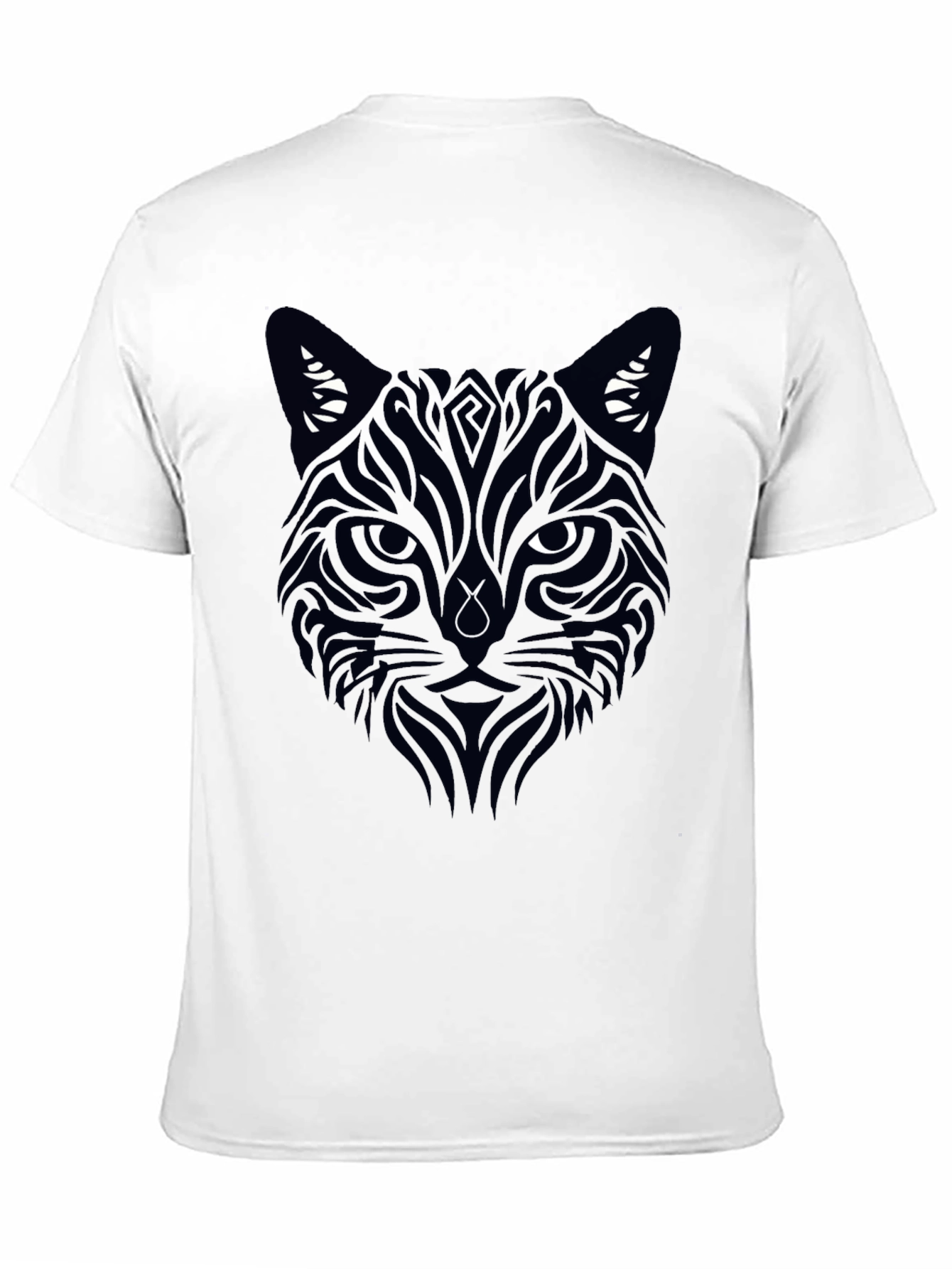 Black Tribal Cat Graphic Tee - Men's Black T-Shirt view 11