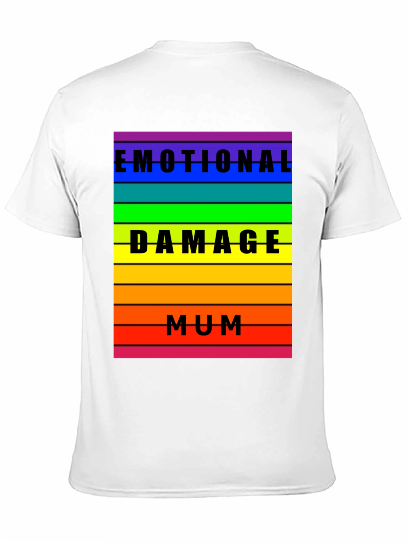Black Emotional Damage Mum Rainbow Striped Graphic Tee view 11