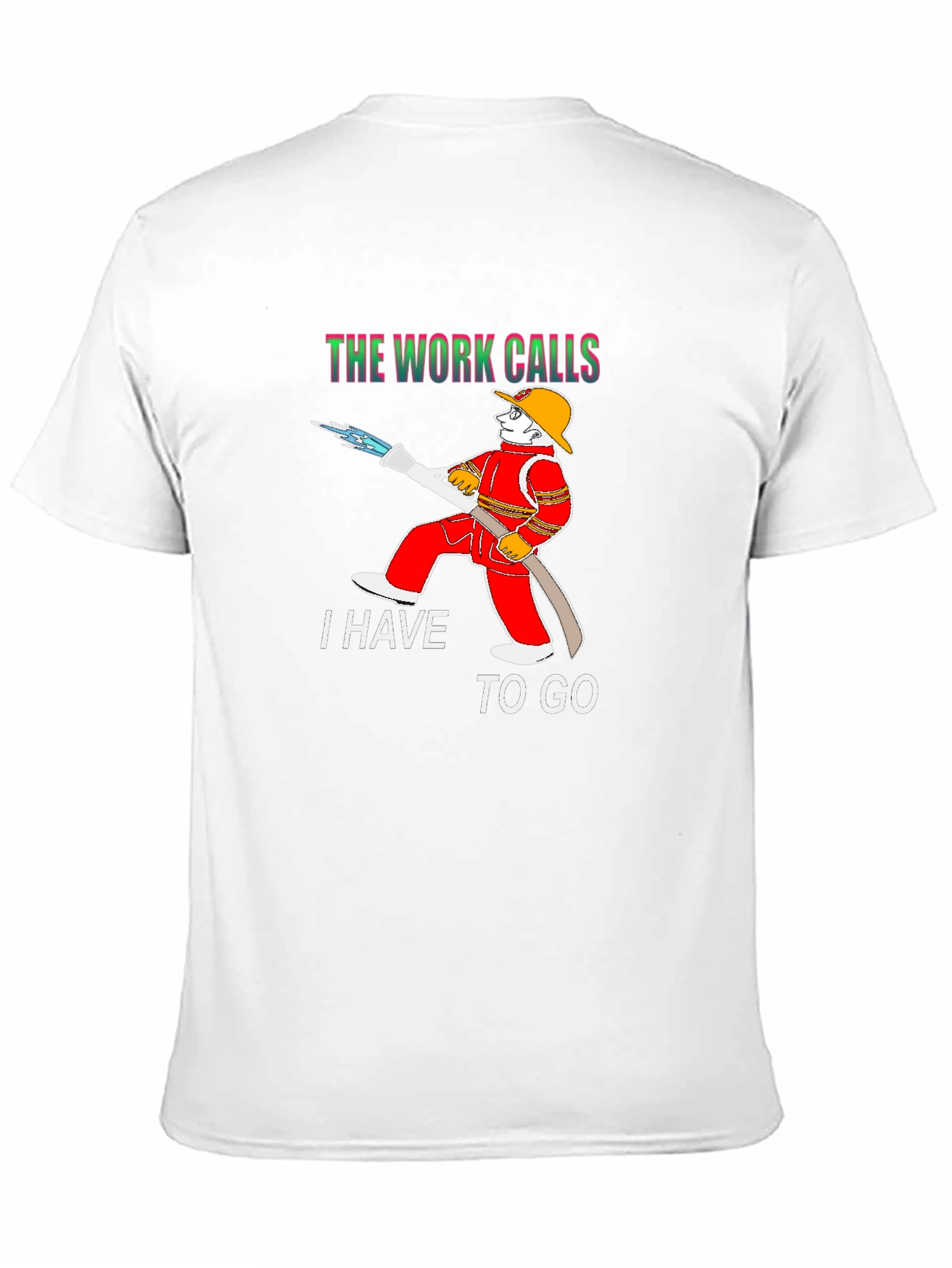 Black Firefighter Cartoon Graphic T-Shirt - Work Calls view 11