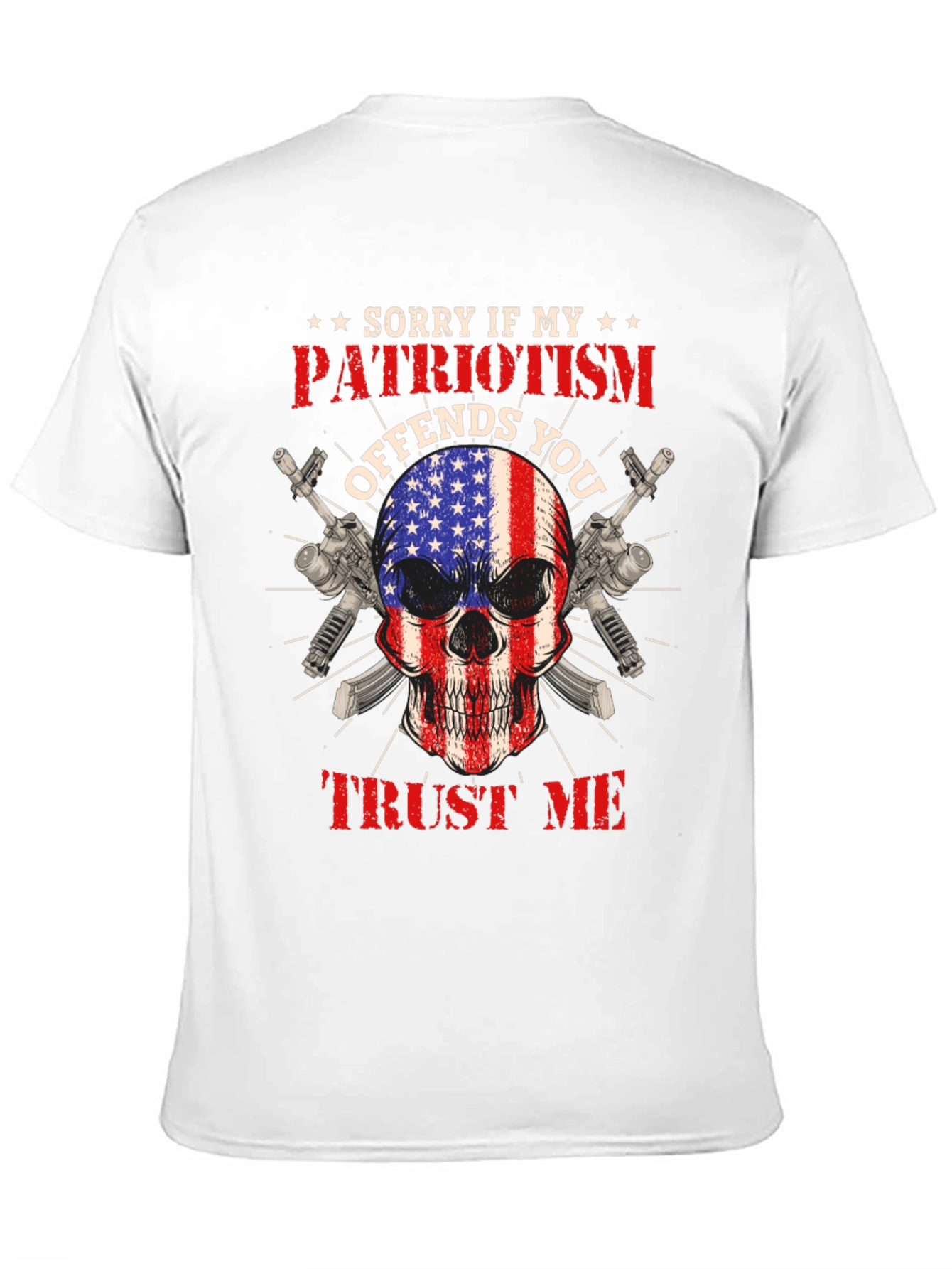 Black Patriotic Skull T-Shirt: Offends You? Trust Me view 11