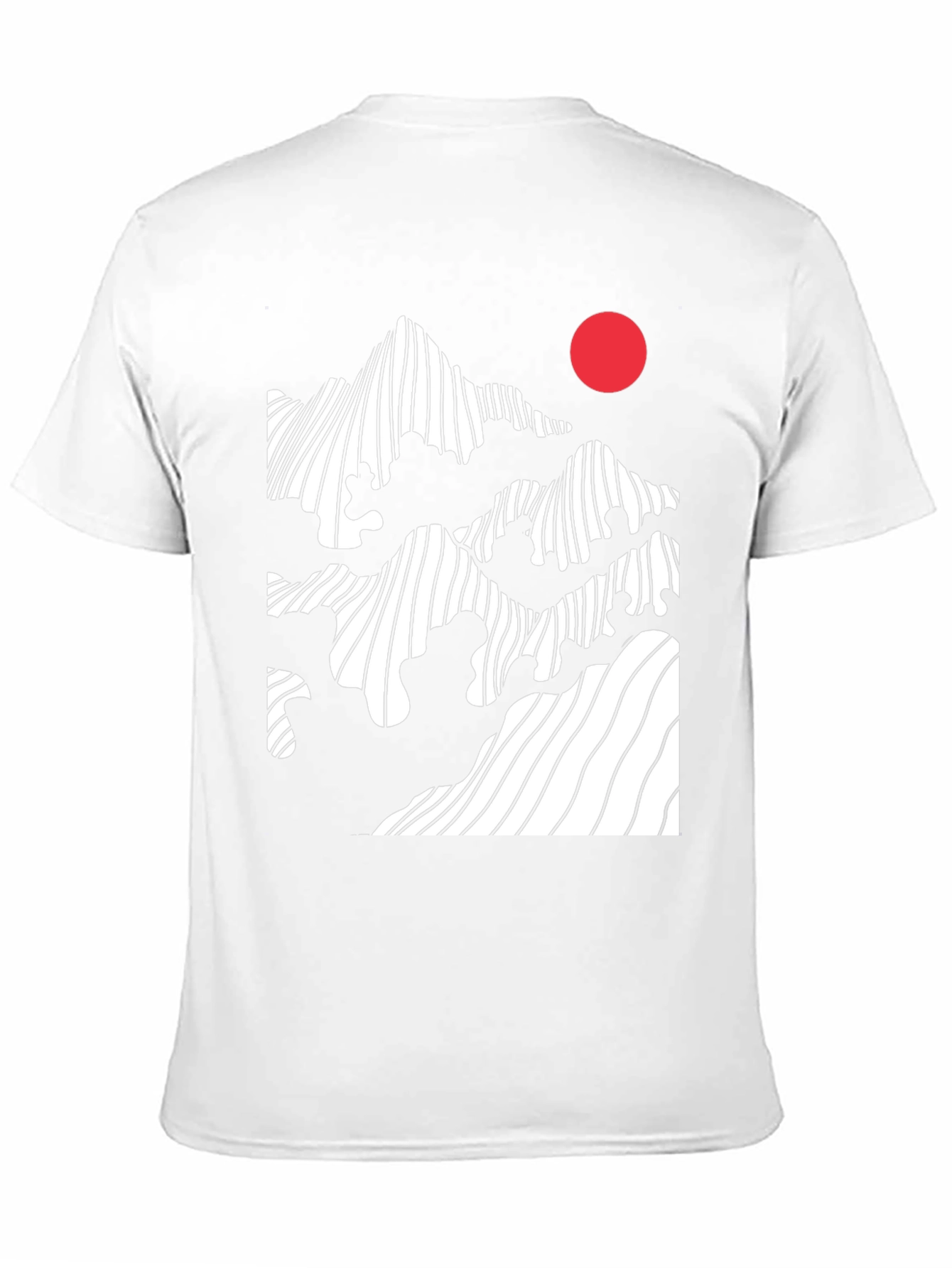 Black Abstract Mountain & Sun Graphic Tee - Modern Black T-Shirt view 11