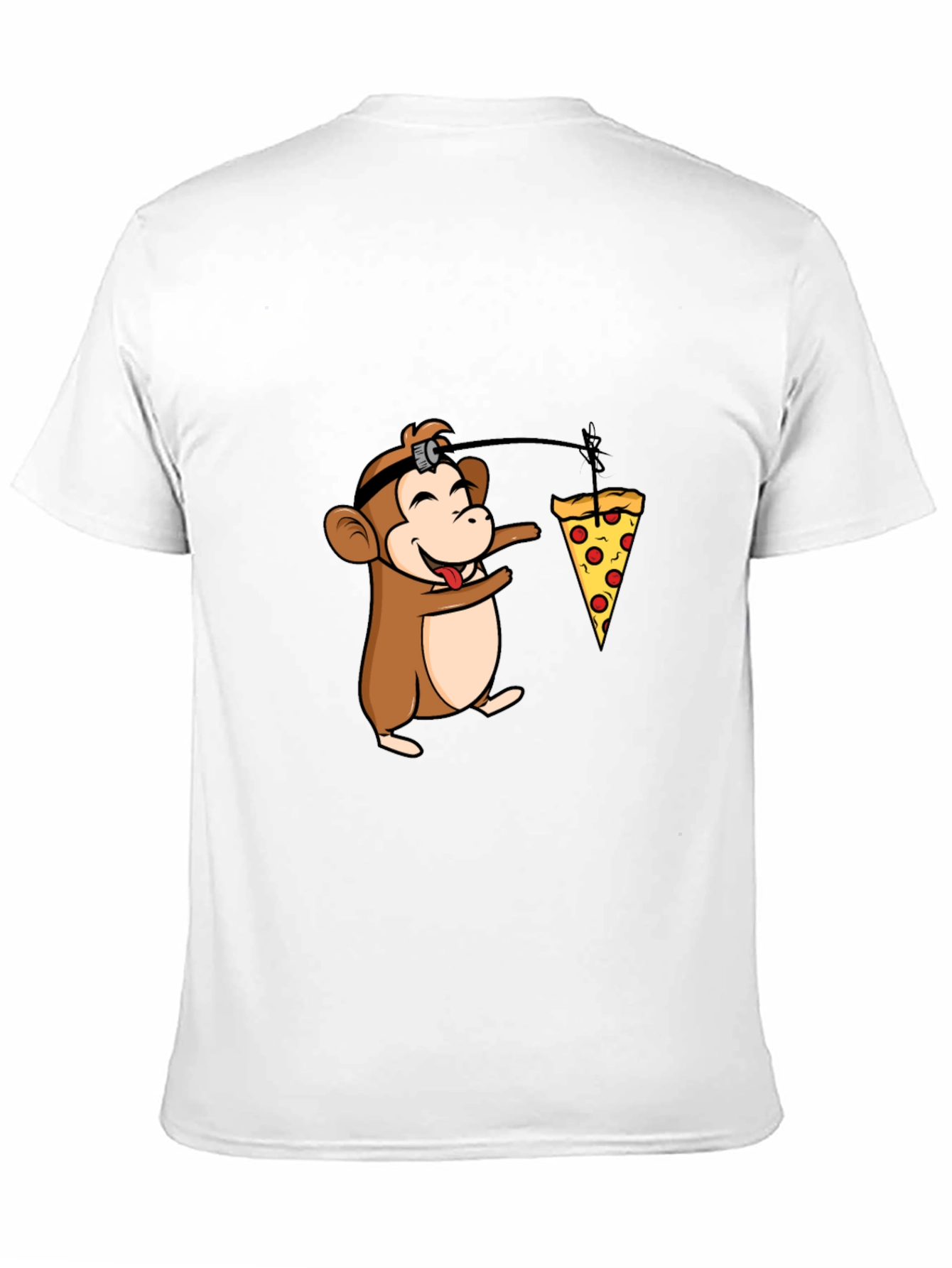 Black Funny Monkey Pizza T-Shirt - Novelty Cartoon Tee view 11