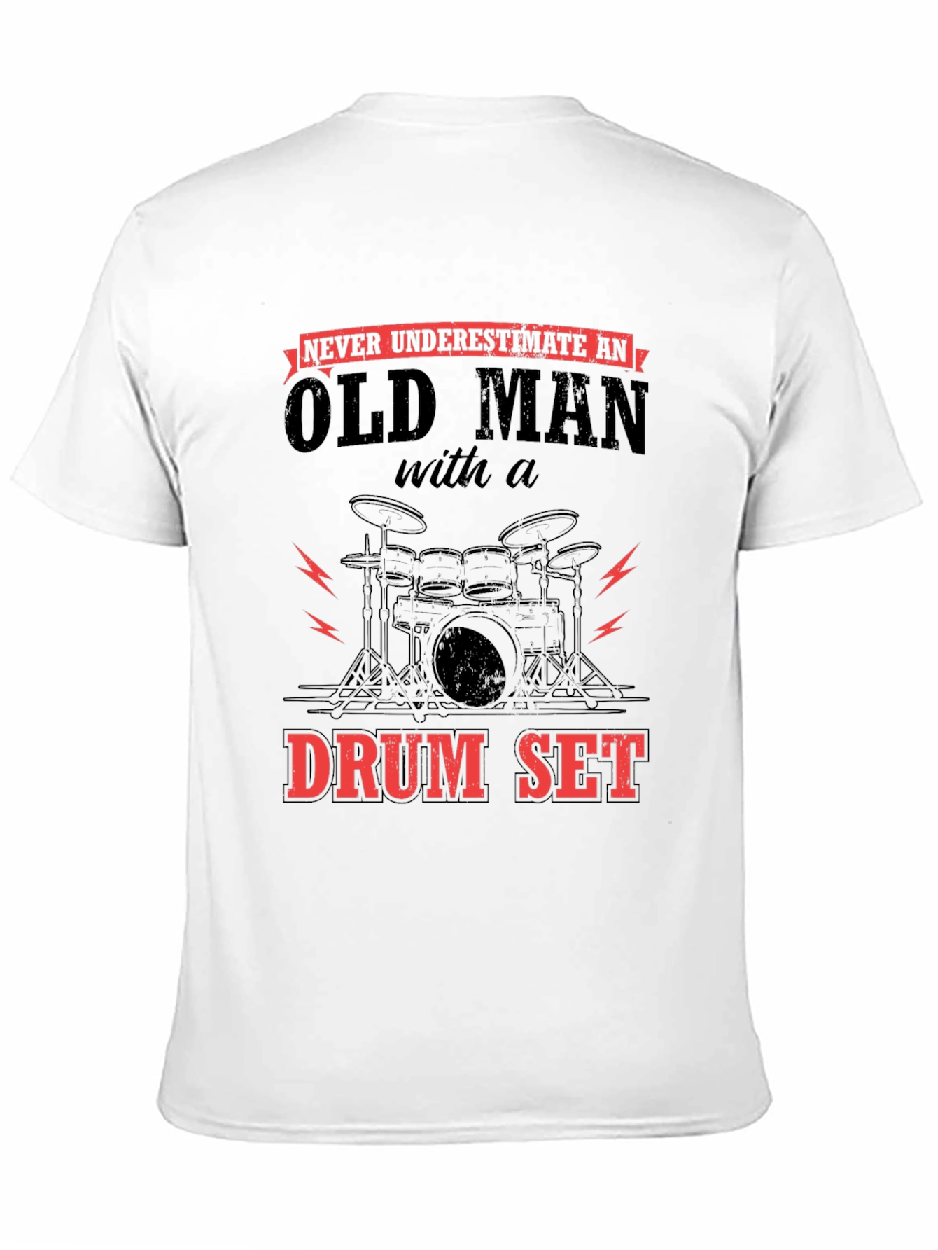 Black Old Man Drum Set Graphic Tee view 11