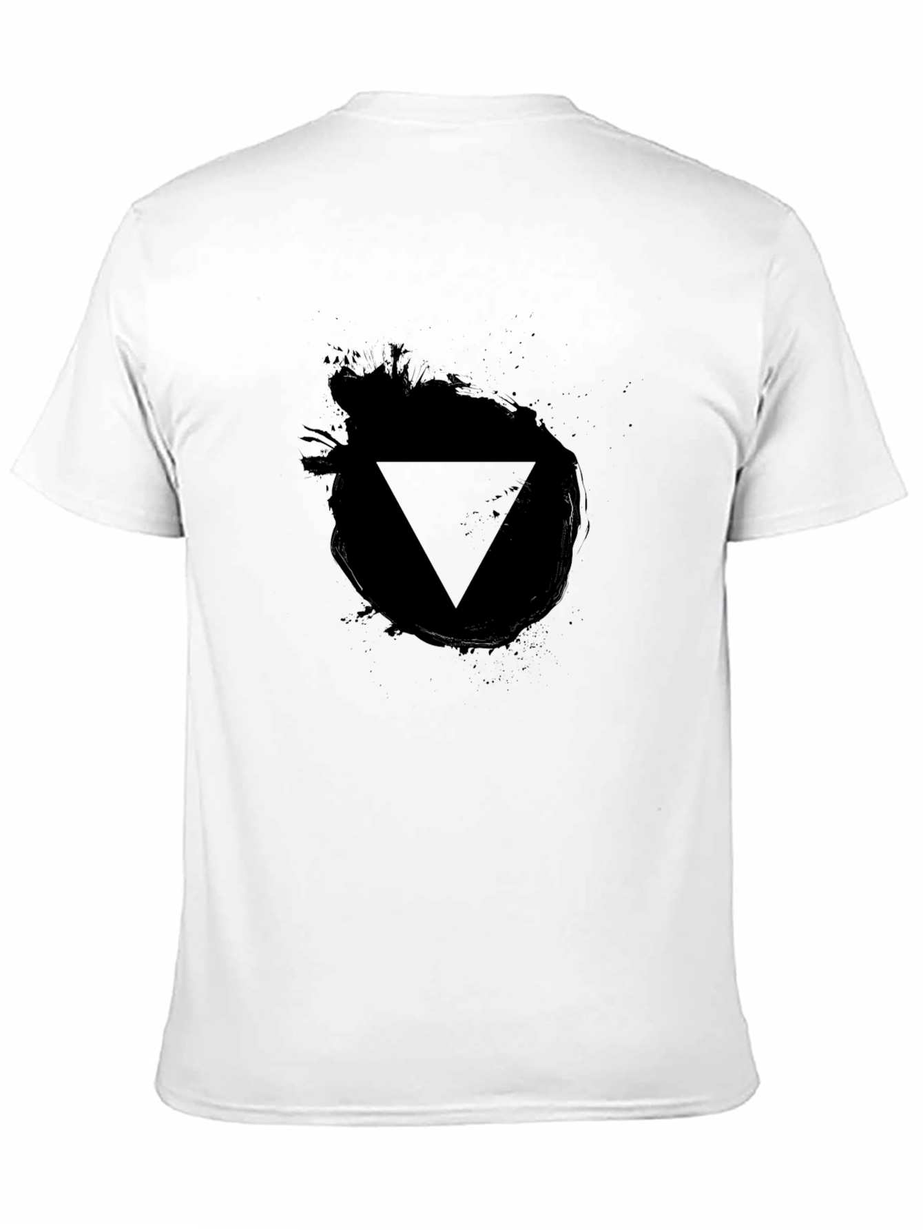 Black Men's Black T-Shirt - Triangle Ink Design view 11