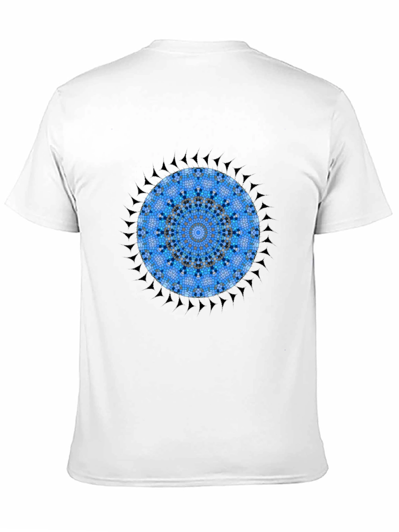 Black Blue Mosaic Mandala Graphic Black T-Shirt view 11