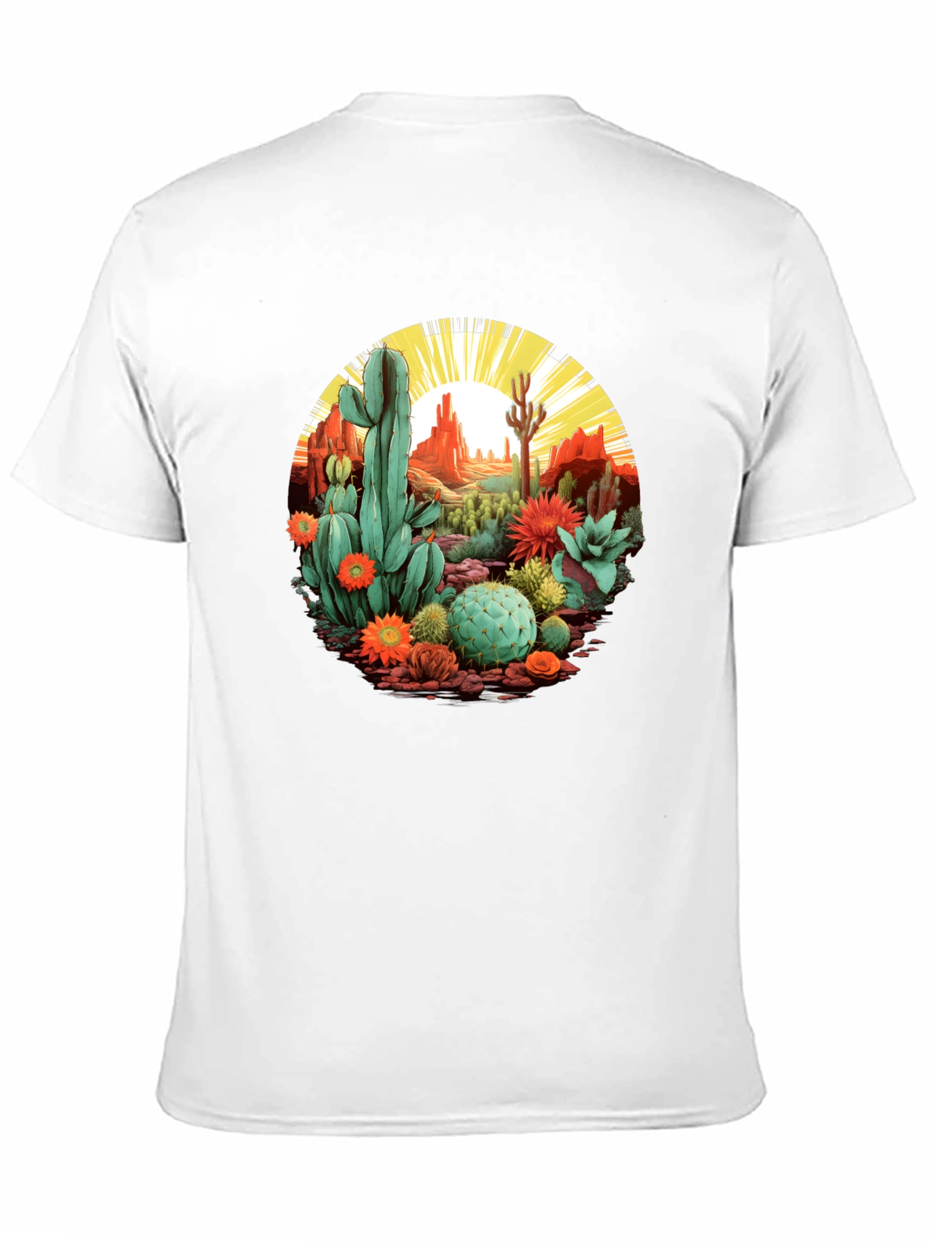 Black Desert Cactus Graphic T-Shirt - Unisex Black Tee view 11