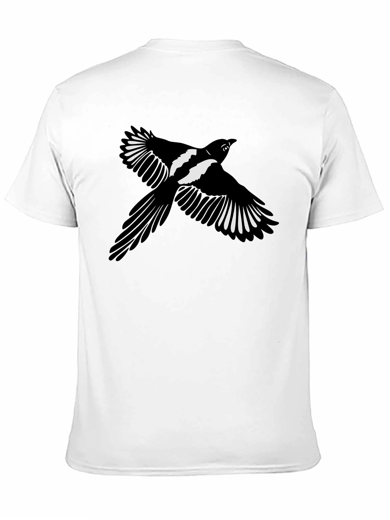 Black Black T-Shirt with Magpie Bird Graphic view 11