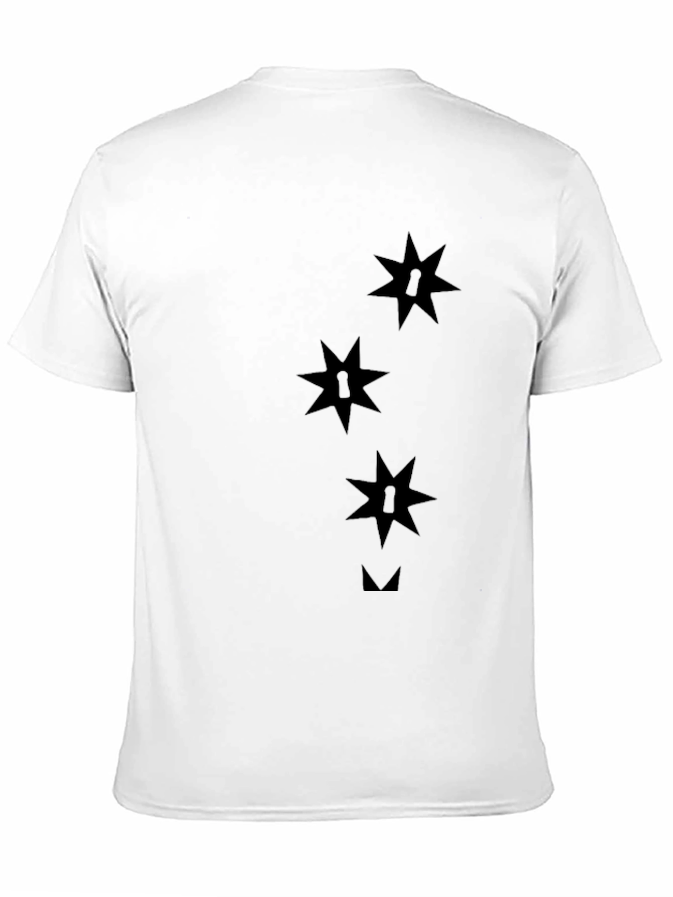 Black Black Graphic Tee - Stars and Lock Design view 11
