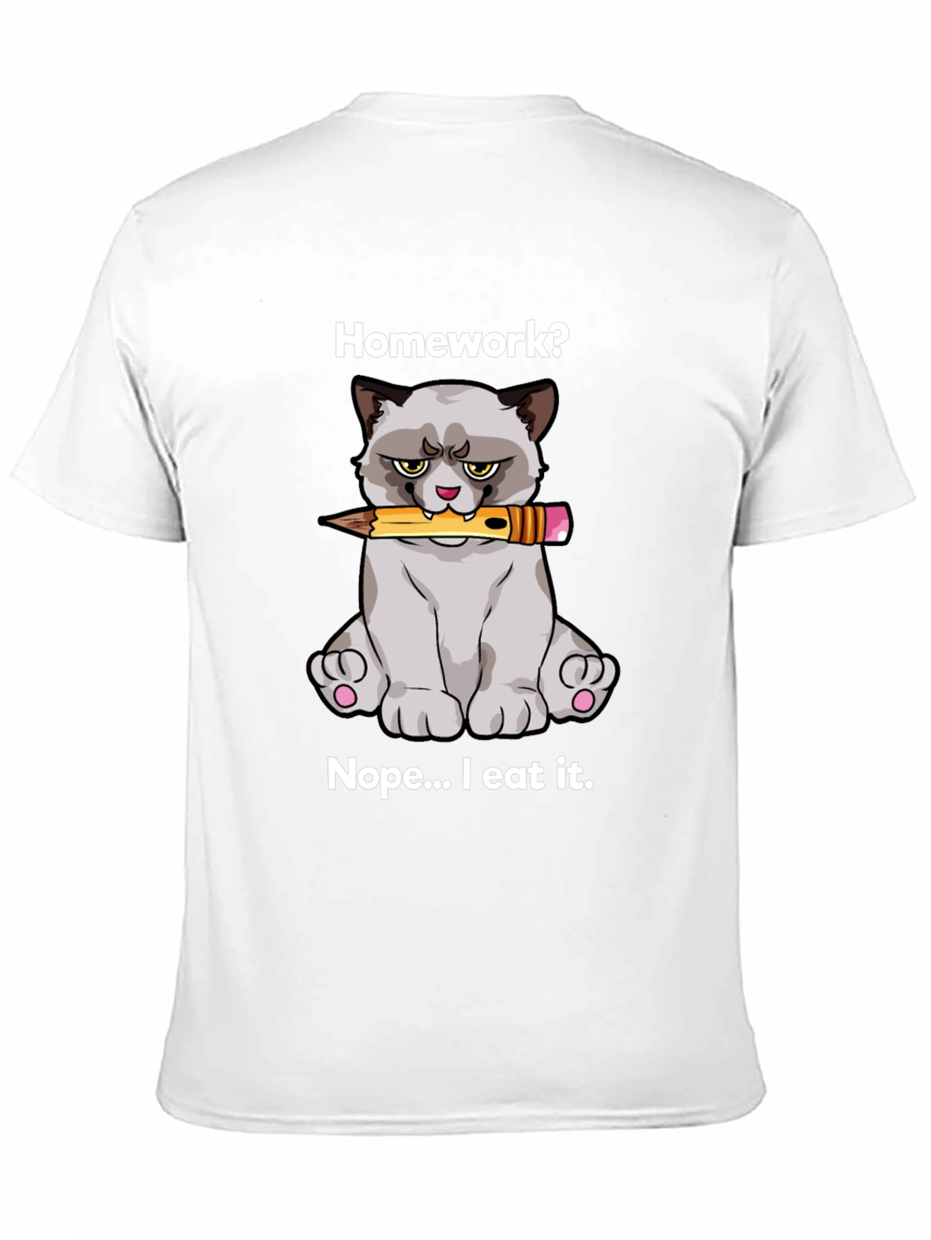 Black Homework Eating Cat T-Shirt view 11