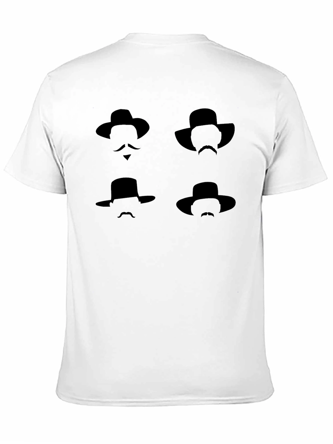 Black Silhouette Hat & Mustache Graphic Tee view 11