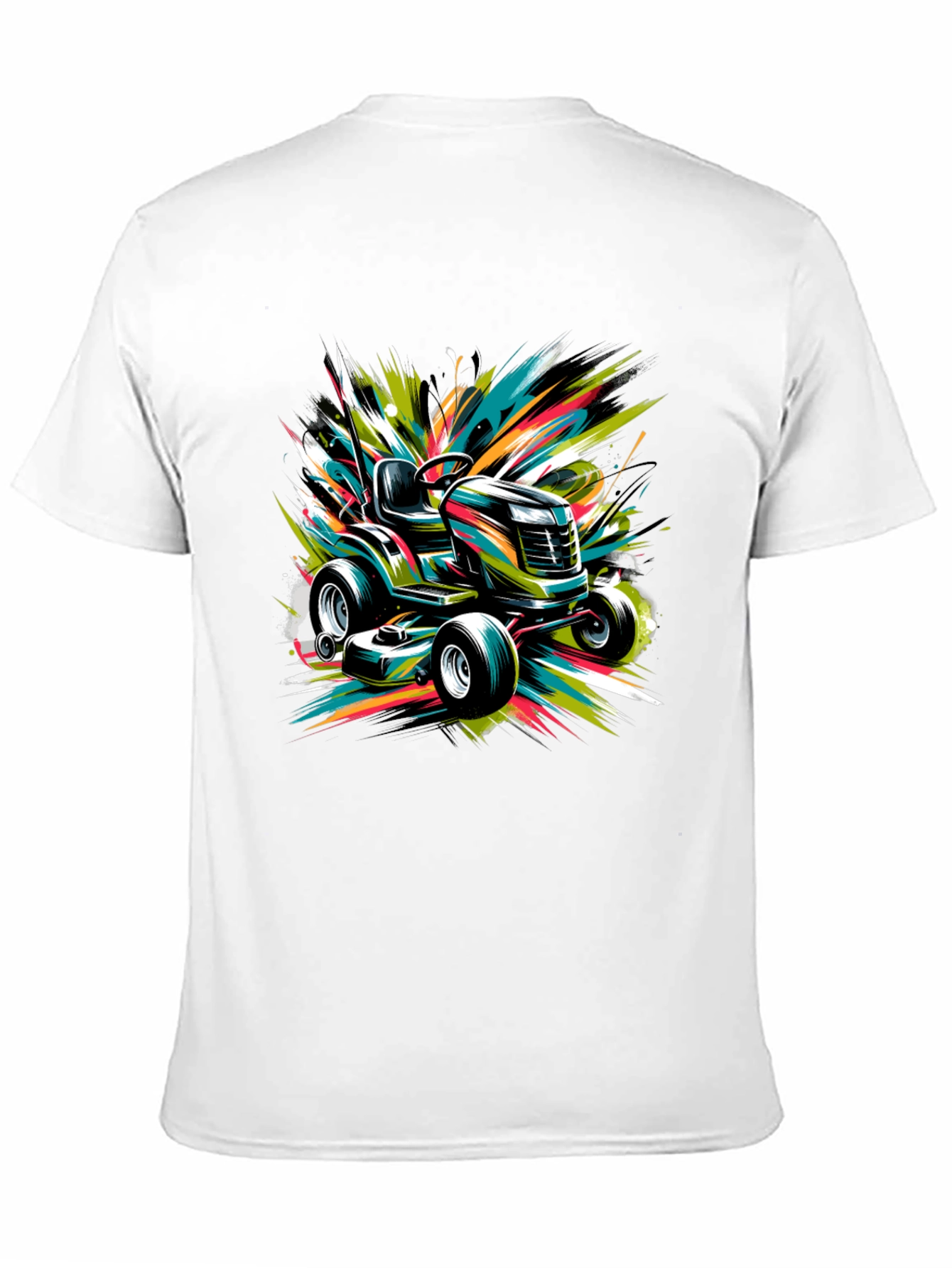 Black Vibrant Lawn Mower Graphic Tee view 11