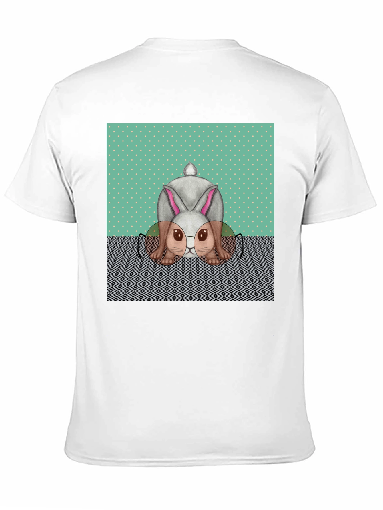 Black Funny Bunny T-Shirt - Reading Rabbit Design view 11