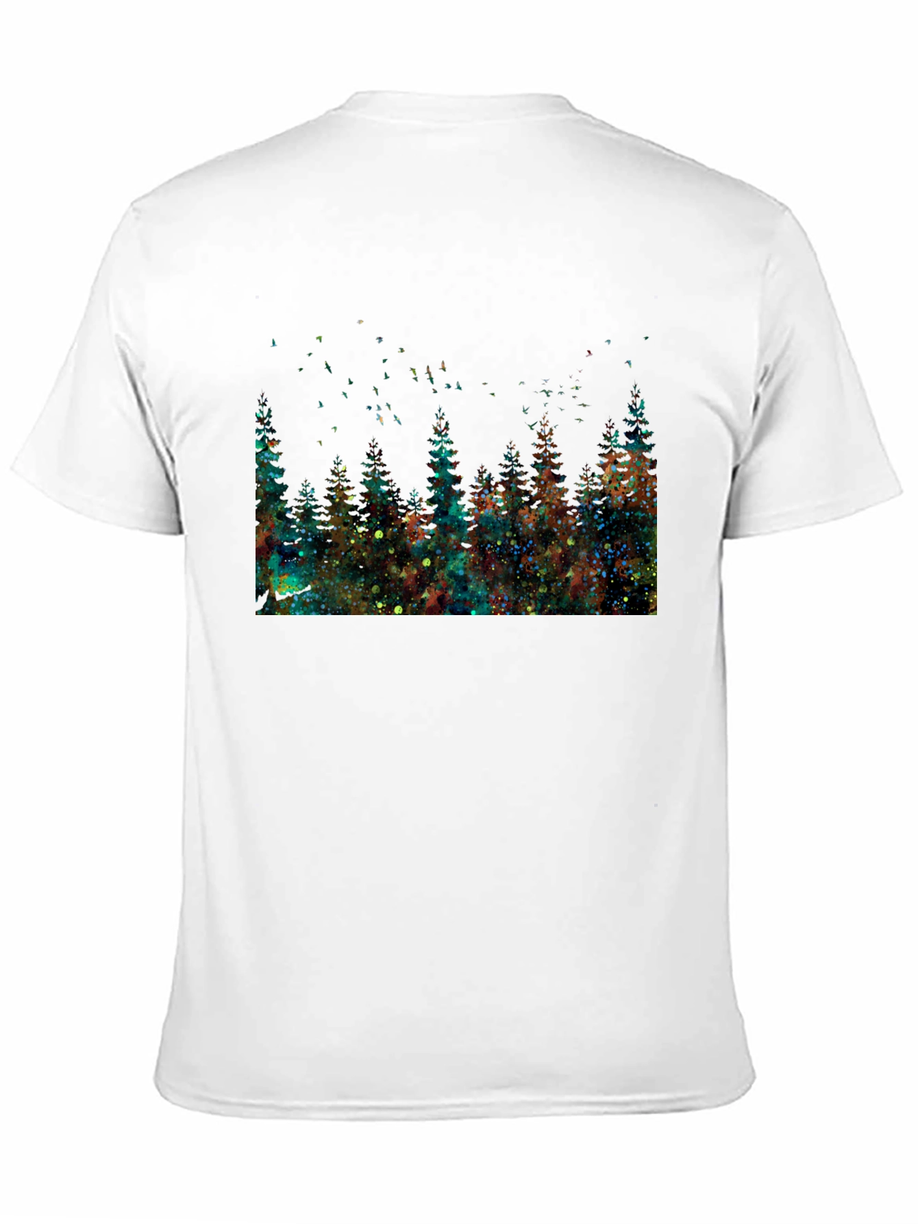 Black Watercolor Forest Black T-Shirt view 11