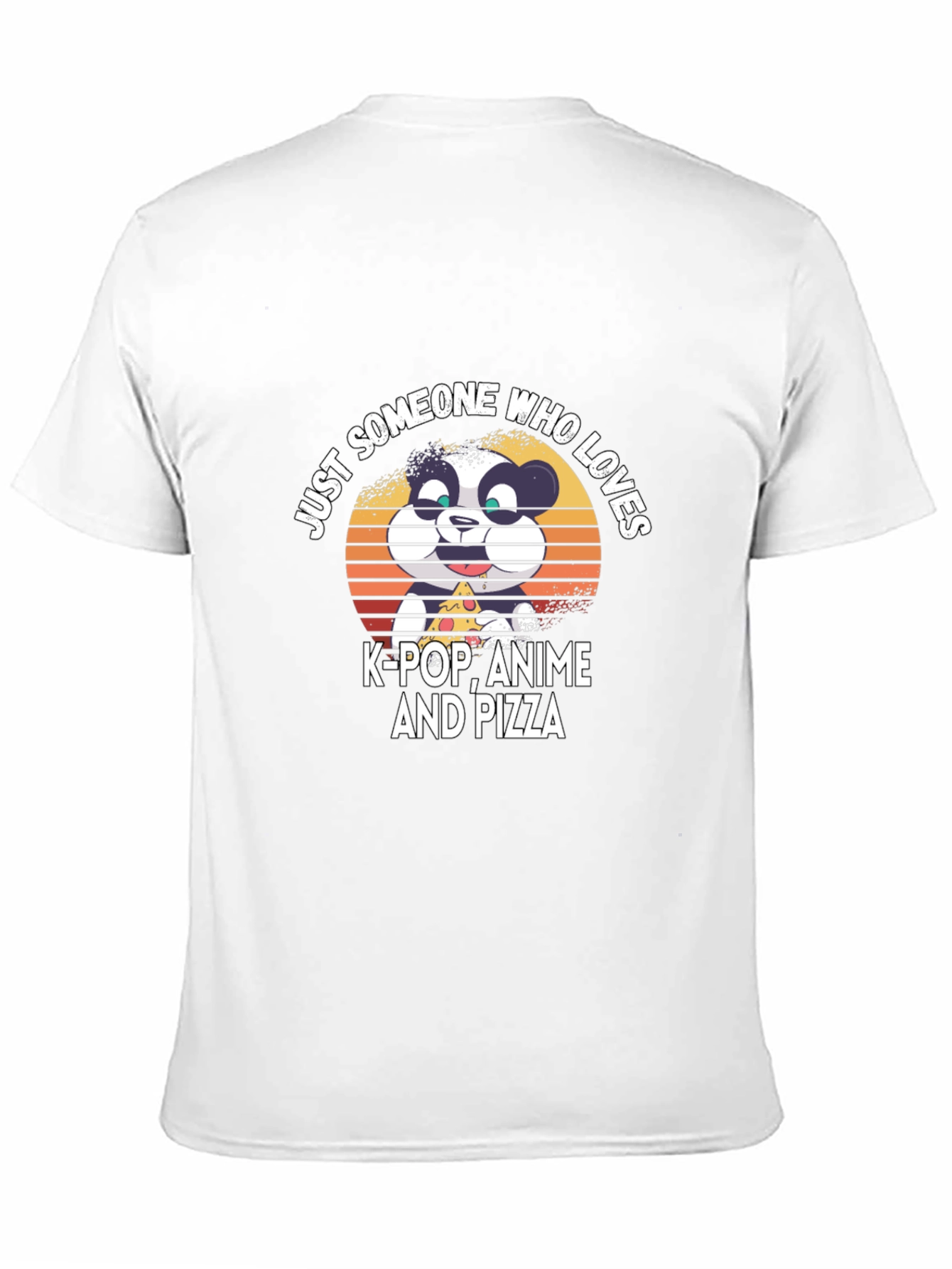 Black K-Pop Anime Pizza Panda Graphic T-Shirt view 11